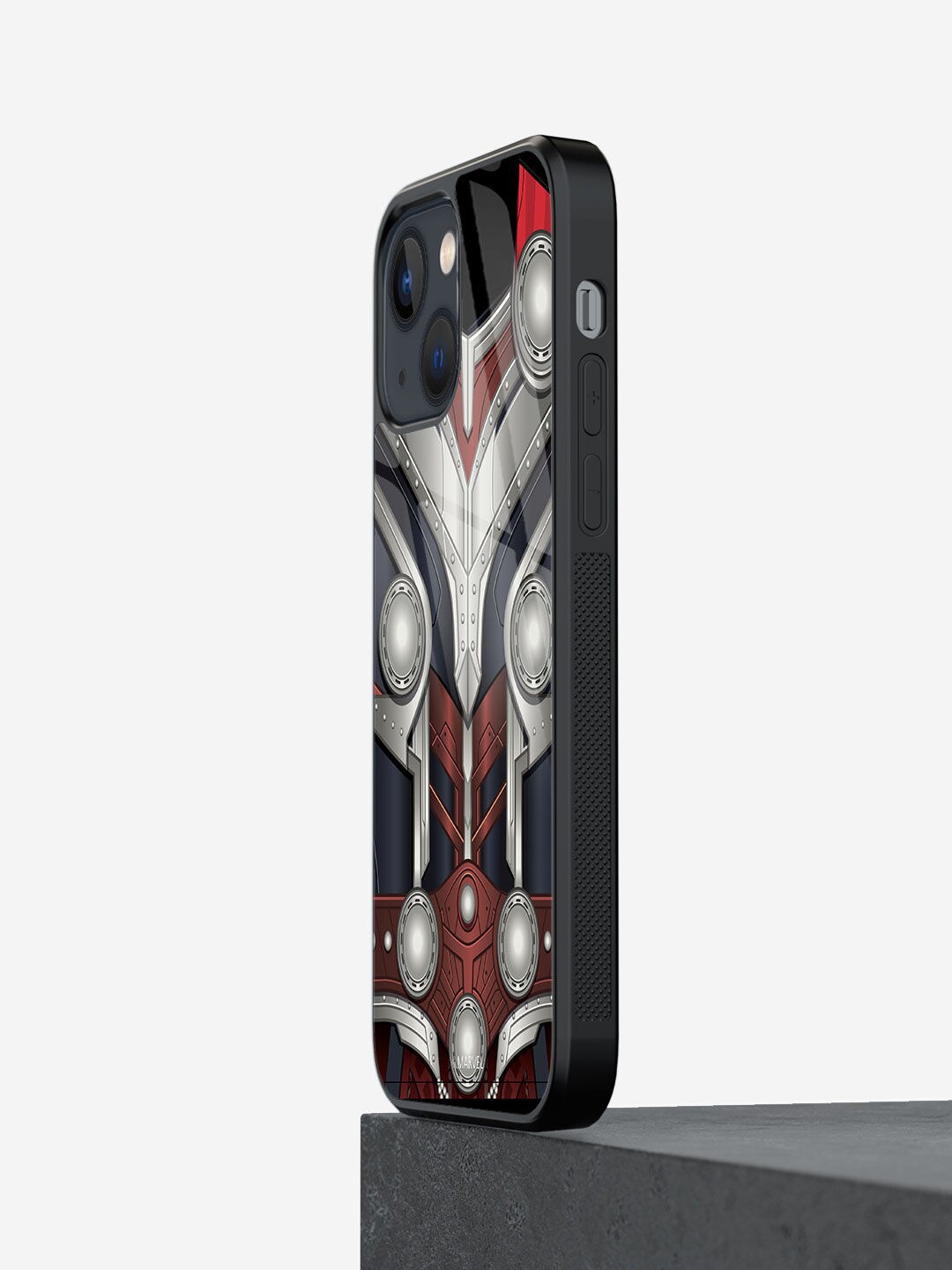 

macmerise Grey Suit Up Mighty Thor Printed iPhone 13 Glass Phone Back Case