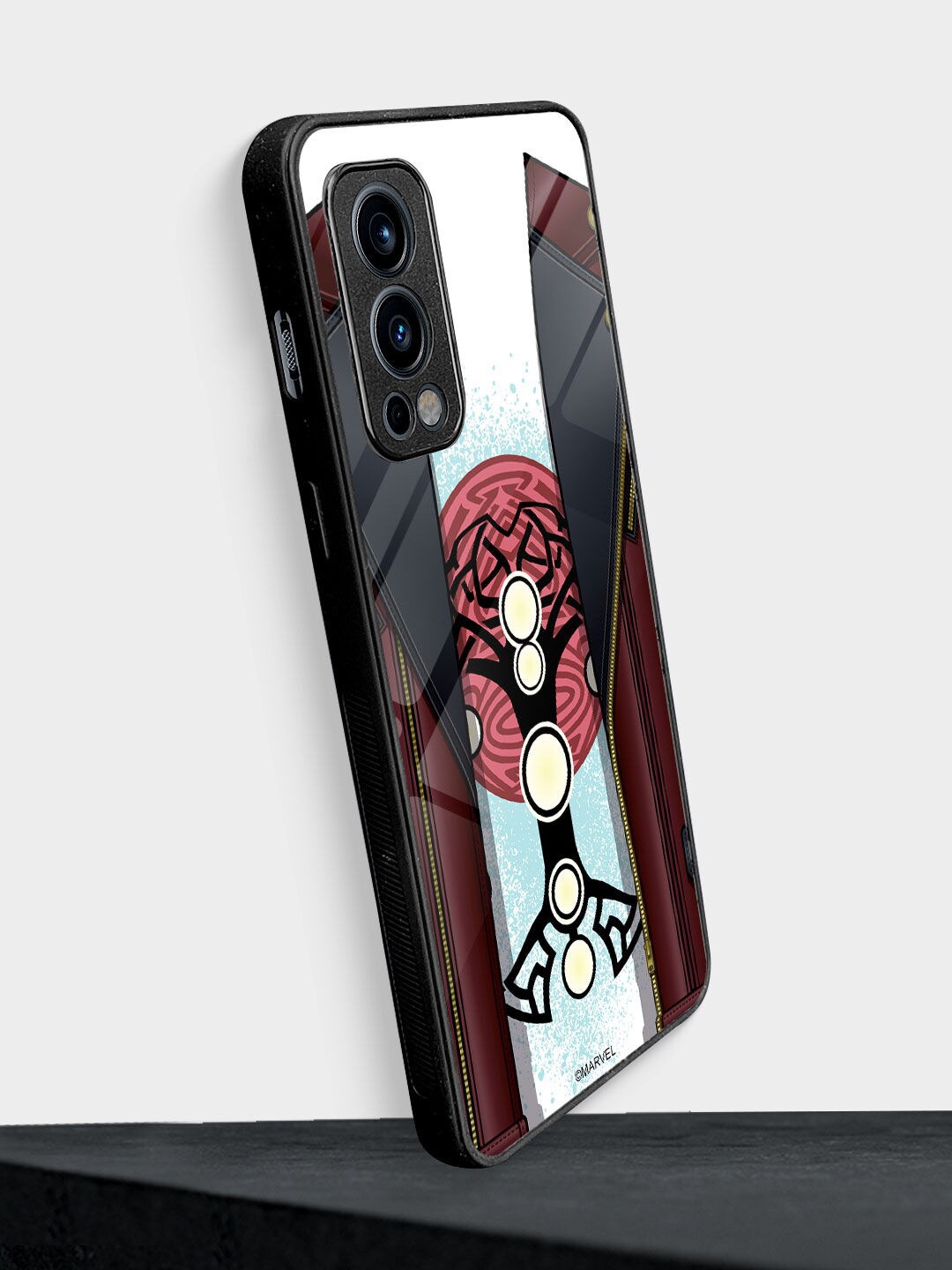 

macmerise Black & Red Printed Oneplus Nord 2Glass Phone Back Case
