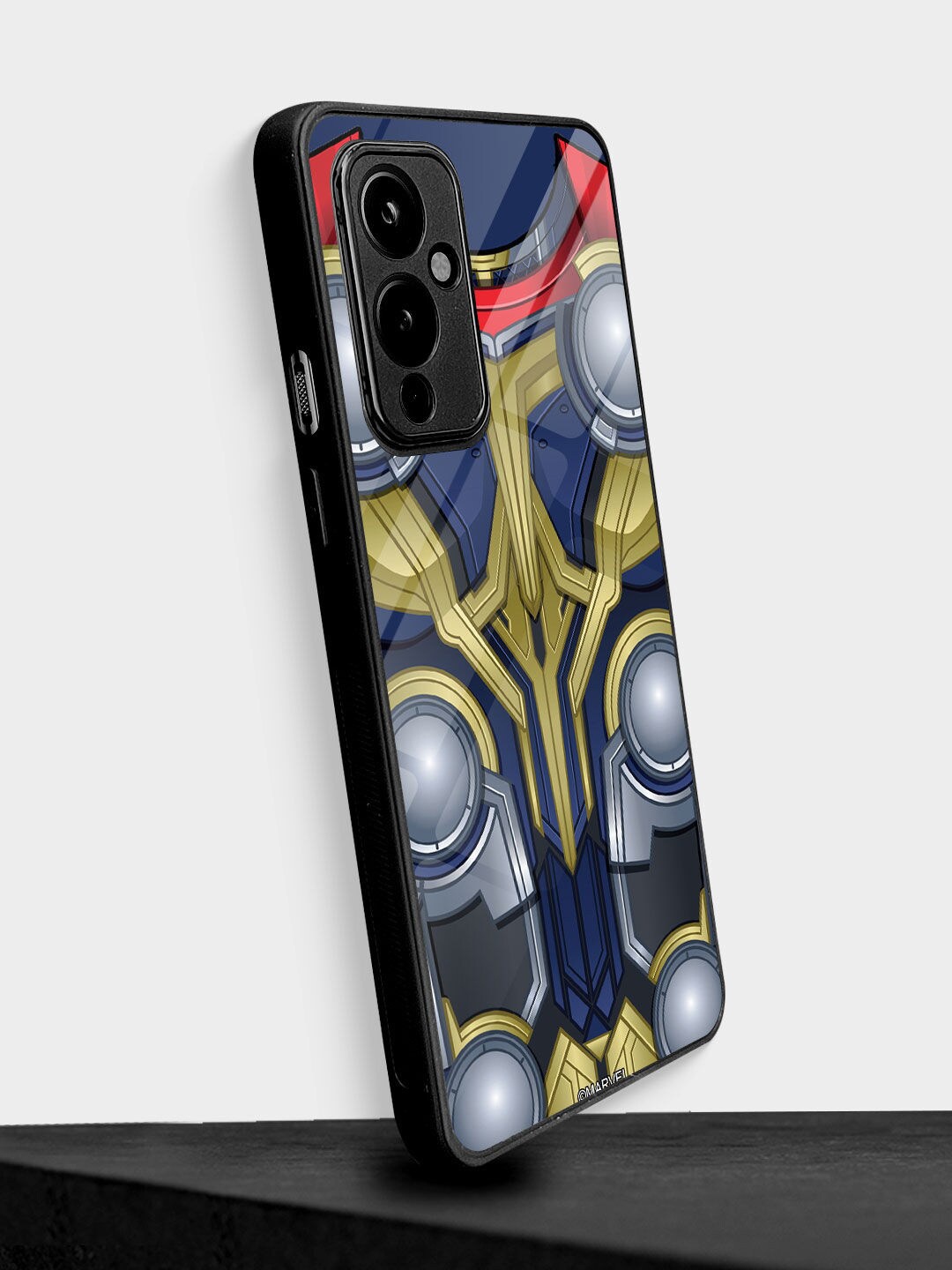 

macmerise Grey & Blue Printed Oneplus 9 Glass Phone Back Case