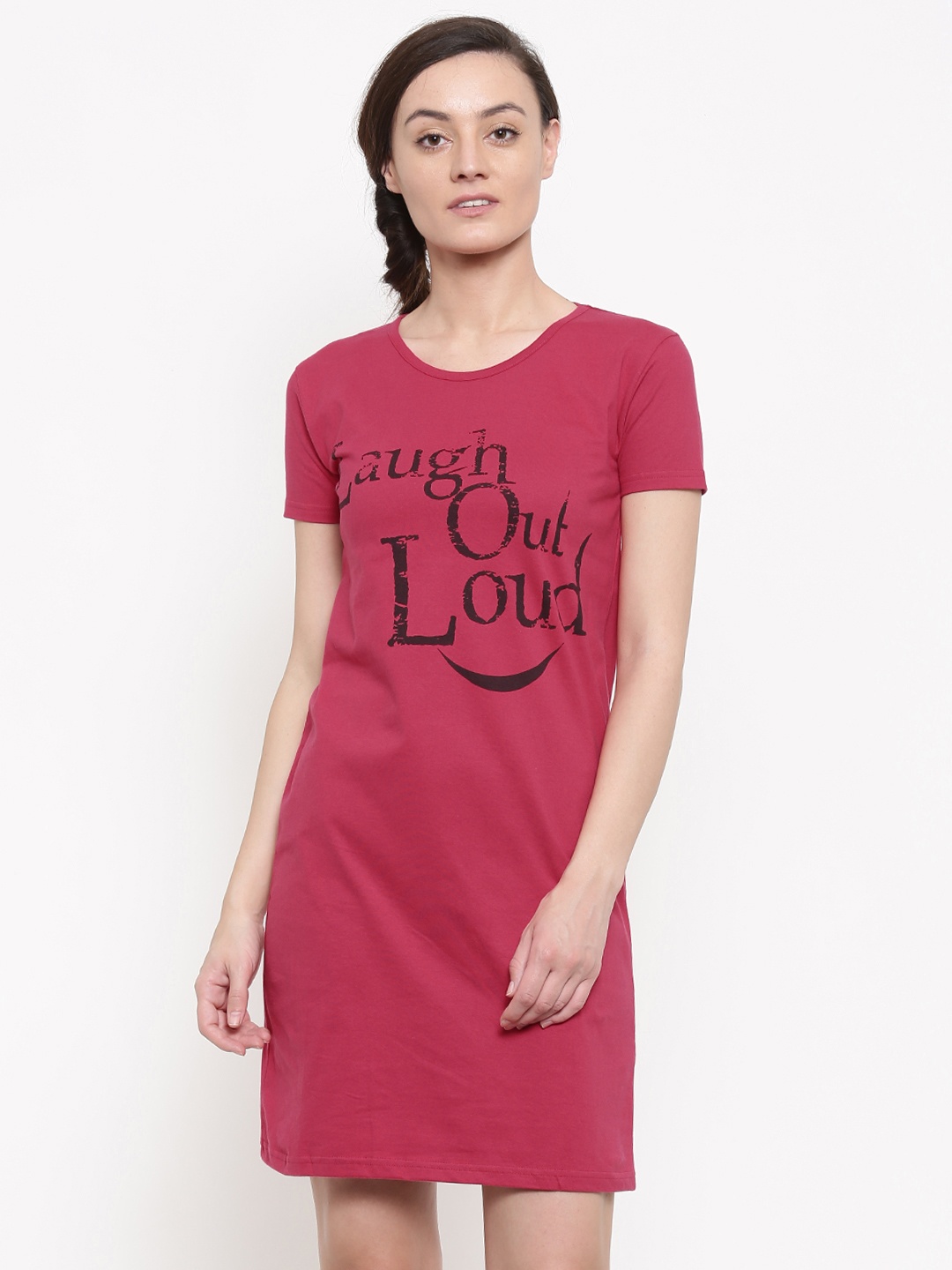 

Slumber Jill Serise Red Printed Sleep Shirt FWSJ883