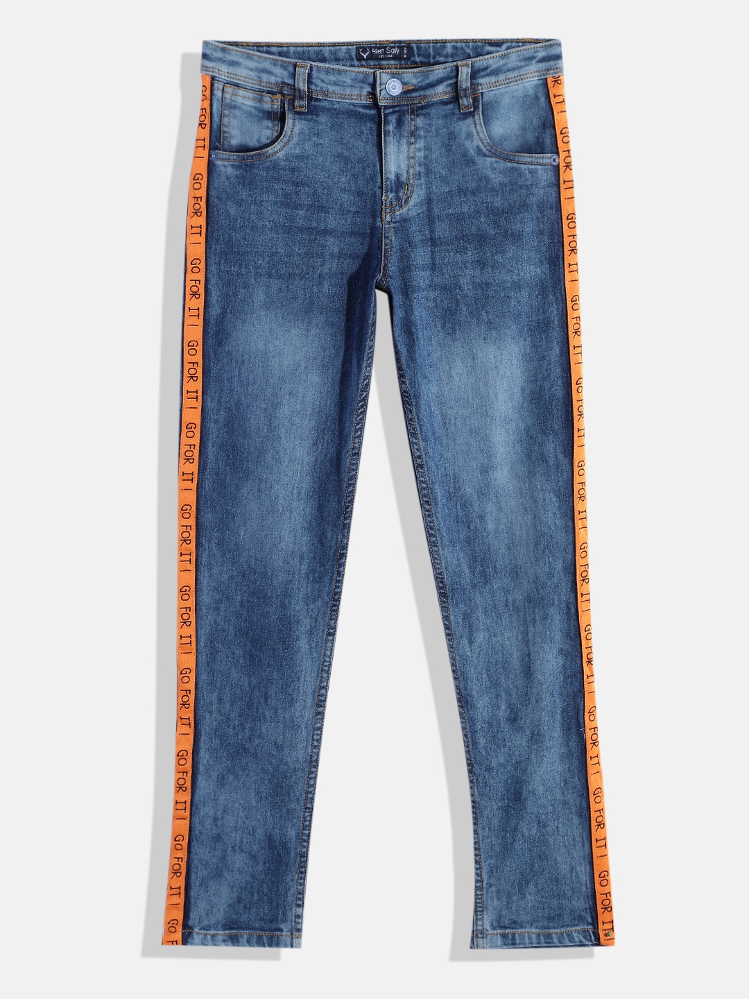 

Allen Solly Junior Boys Slim Fit Heavy Fade Printed Stretchable Jeans, Navy blue