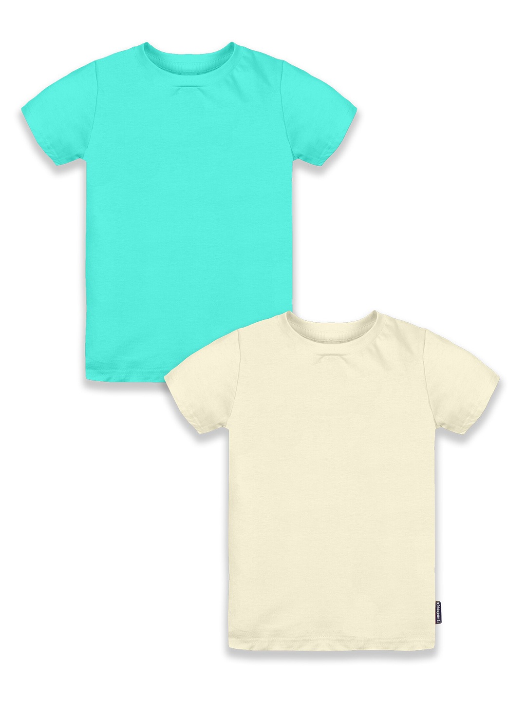 

KiddoPanti Boys Pack of 2 Blue & Cream-Coloured Pure Cotton T-shirt