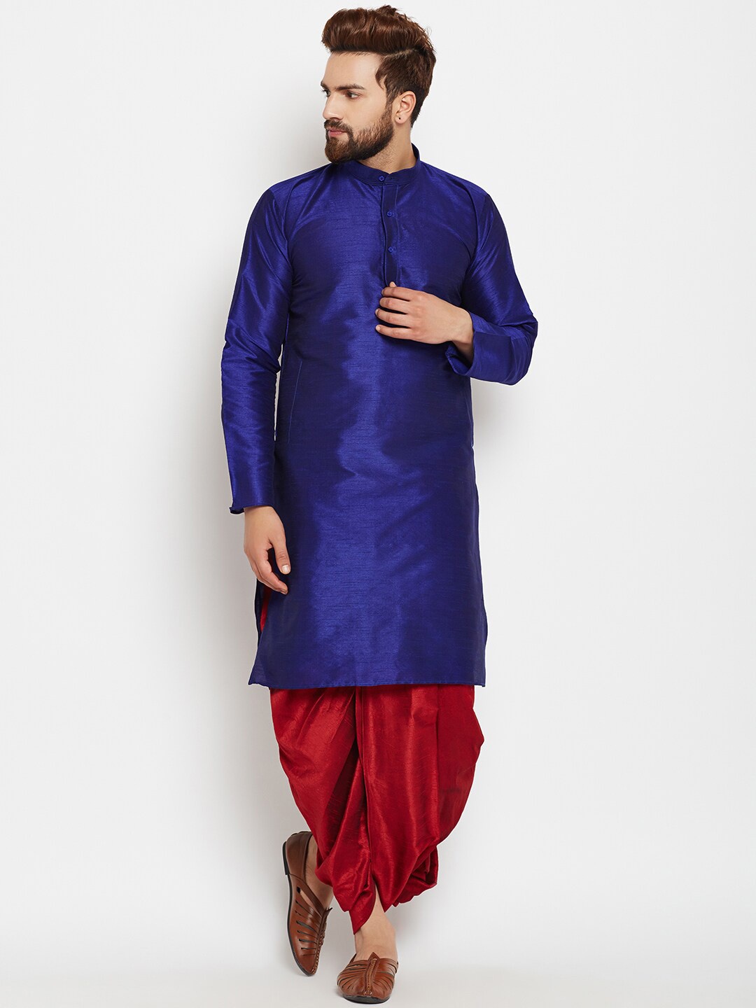 

Royal Kurta Men Kurta with Dhoti Pants, Blue