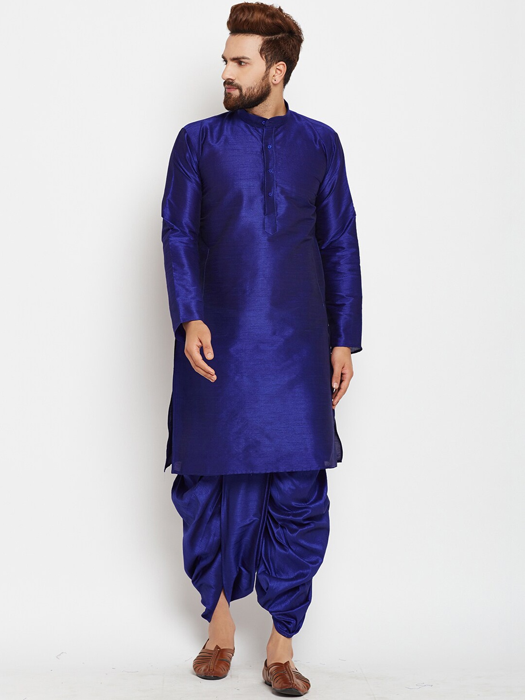 

ROYAL KURTA Men Kurta with Dhoti Pant, Blue