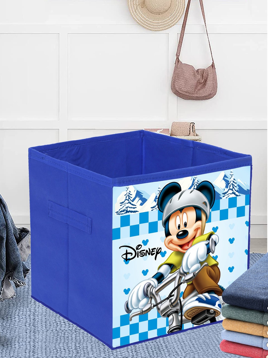 

Kuber Industries Set Of 2 Blue & White Mickey Mouse Printed Storage Boxes