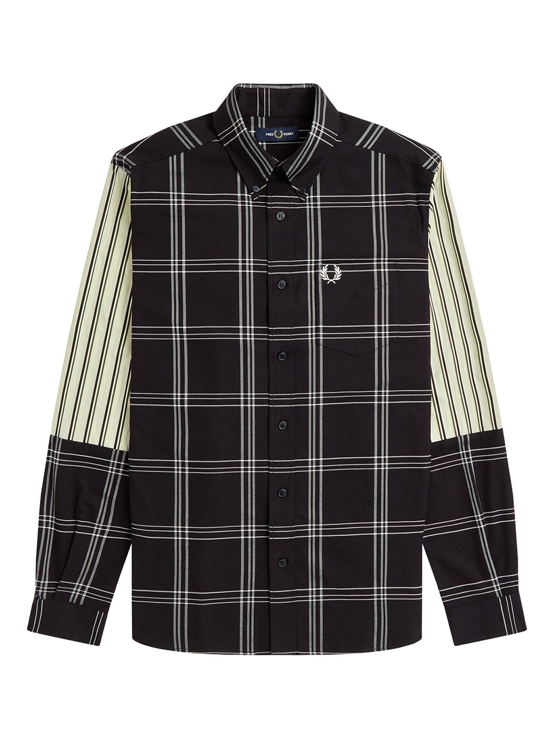

Fred Perry Men Black Comfort Windowpane Checks Checked Casual Shirt
