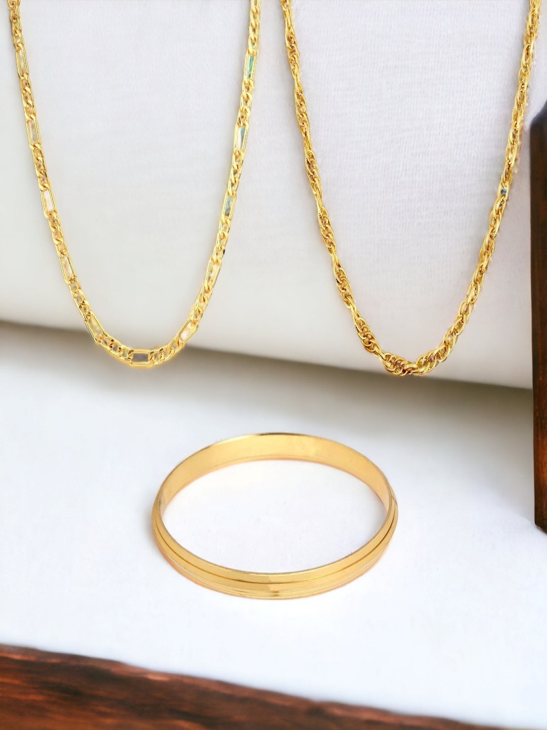 

Goldnera Men Set Of 3 Gold-Toned Brass Gold-Plated Chain