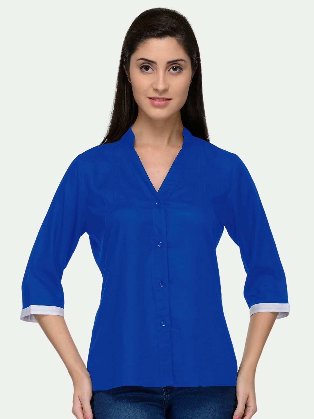 

PATRORNA Women Blue Solid Comfort Casual Shirt