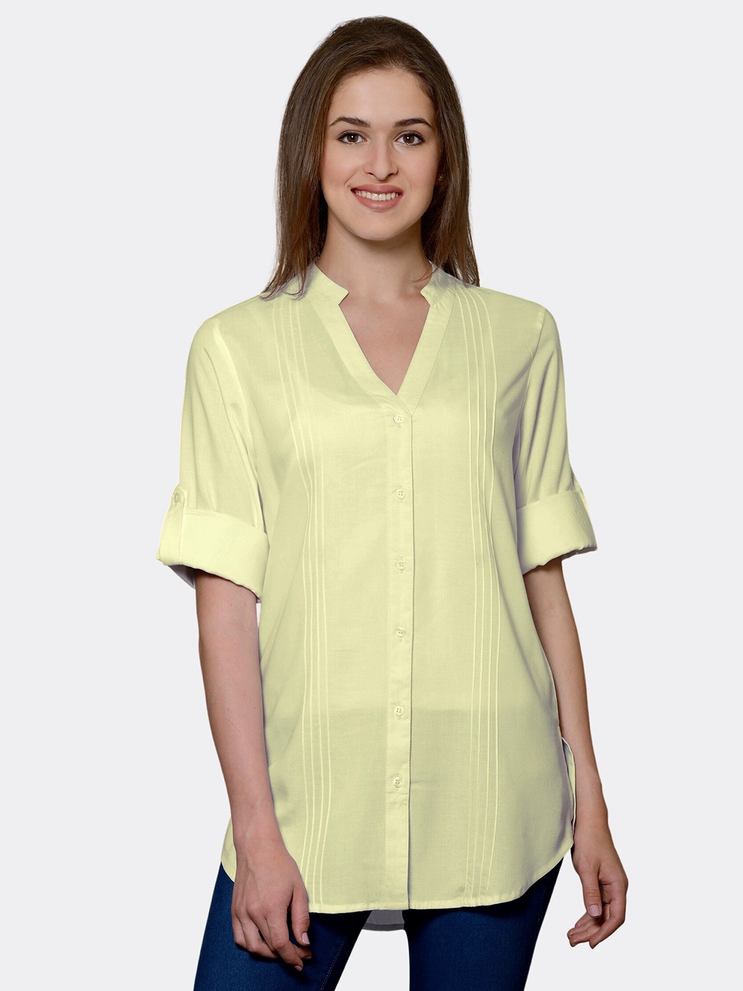 

PATRORNA Women Cream-Coloured Comfort Casual Shirt