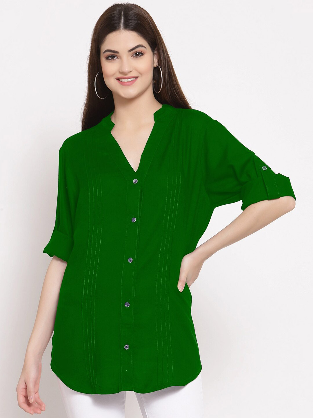 

PATRORNA Women Green Comfort Casual Shirt