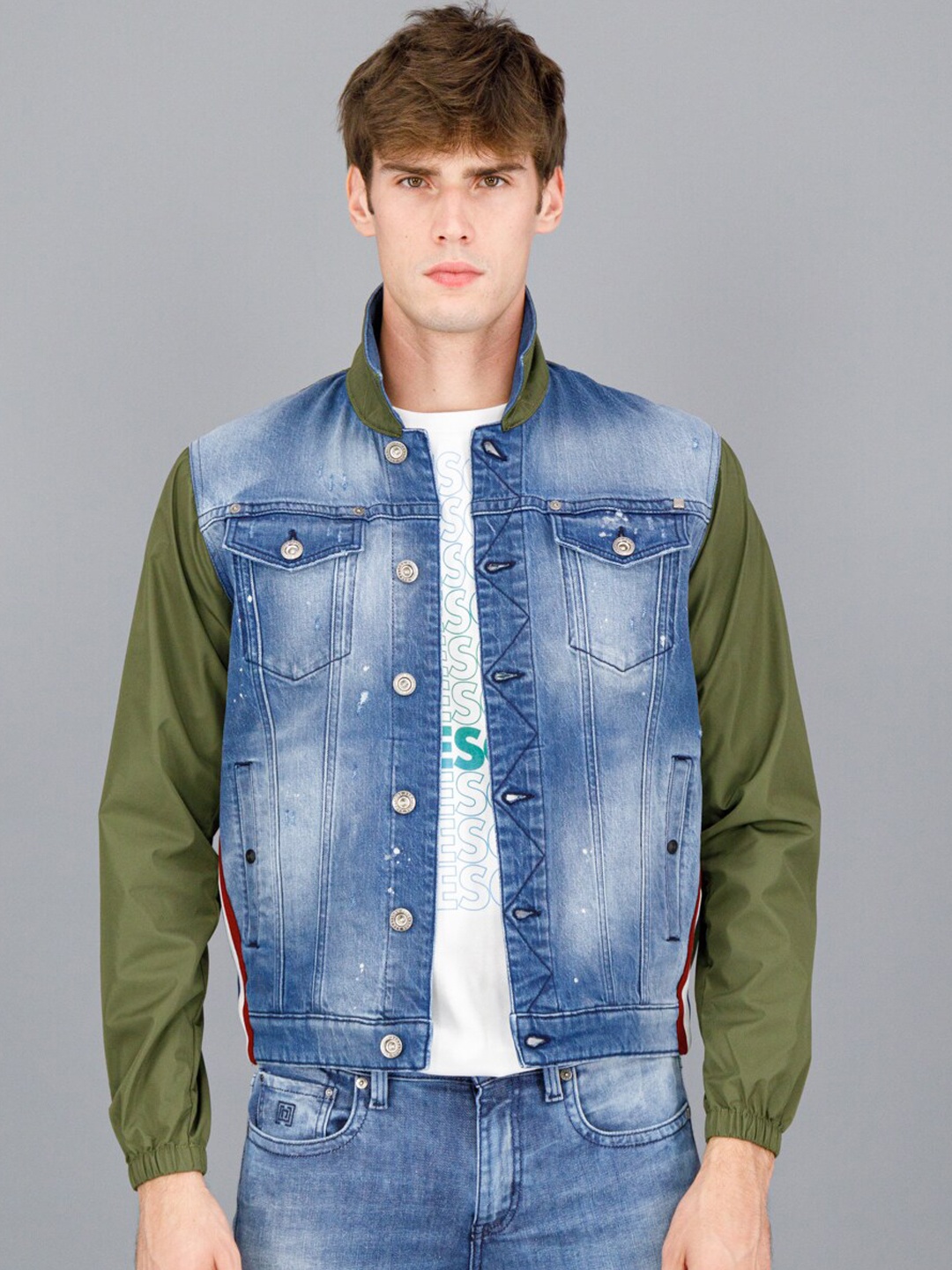

FREESOUL Men Blue Green Denim Cotton Jacket