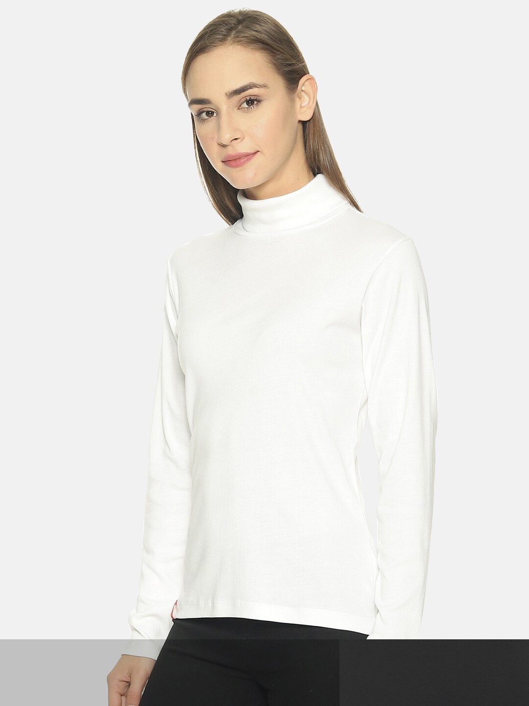 

FEMEA Pack of 2 Black and White High neck Pure Cotton Top