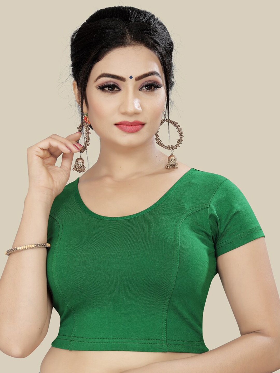 

HIMRISE Green Solid Saree Blouse