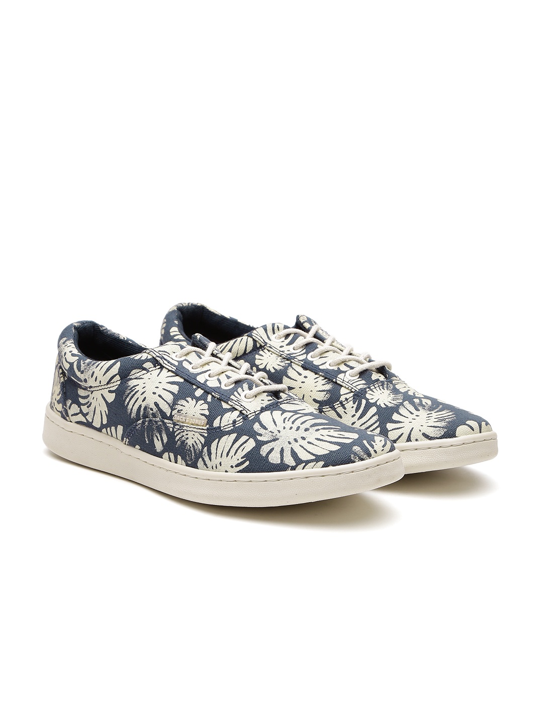 

Jack & Jones Men Navy & Cream-Coloured Printed Sneakers, Navy blue