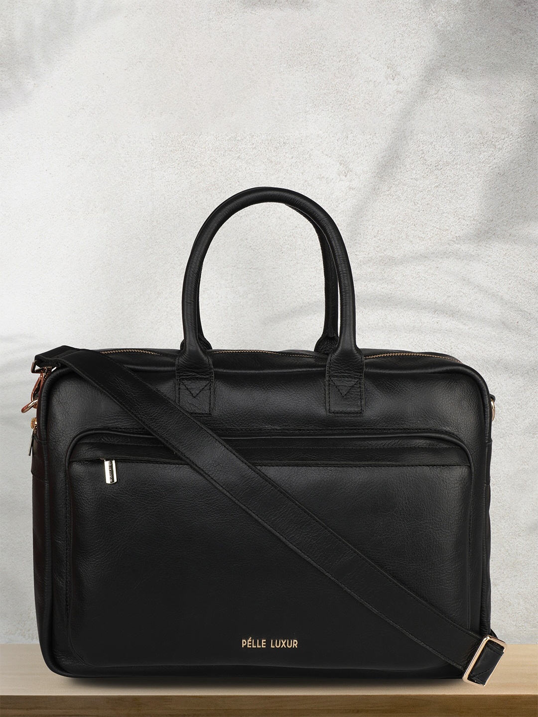

PELLE LUXUR Women Leather 15 inch Laptop Bag, Black