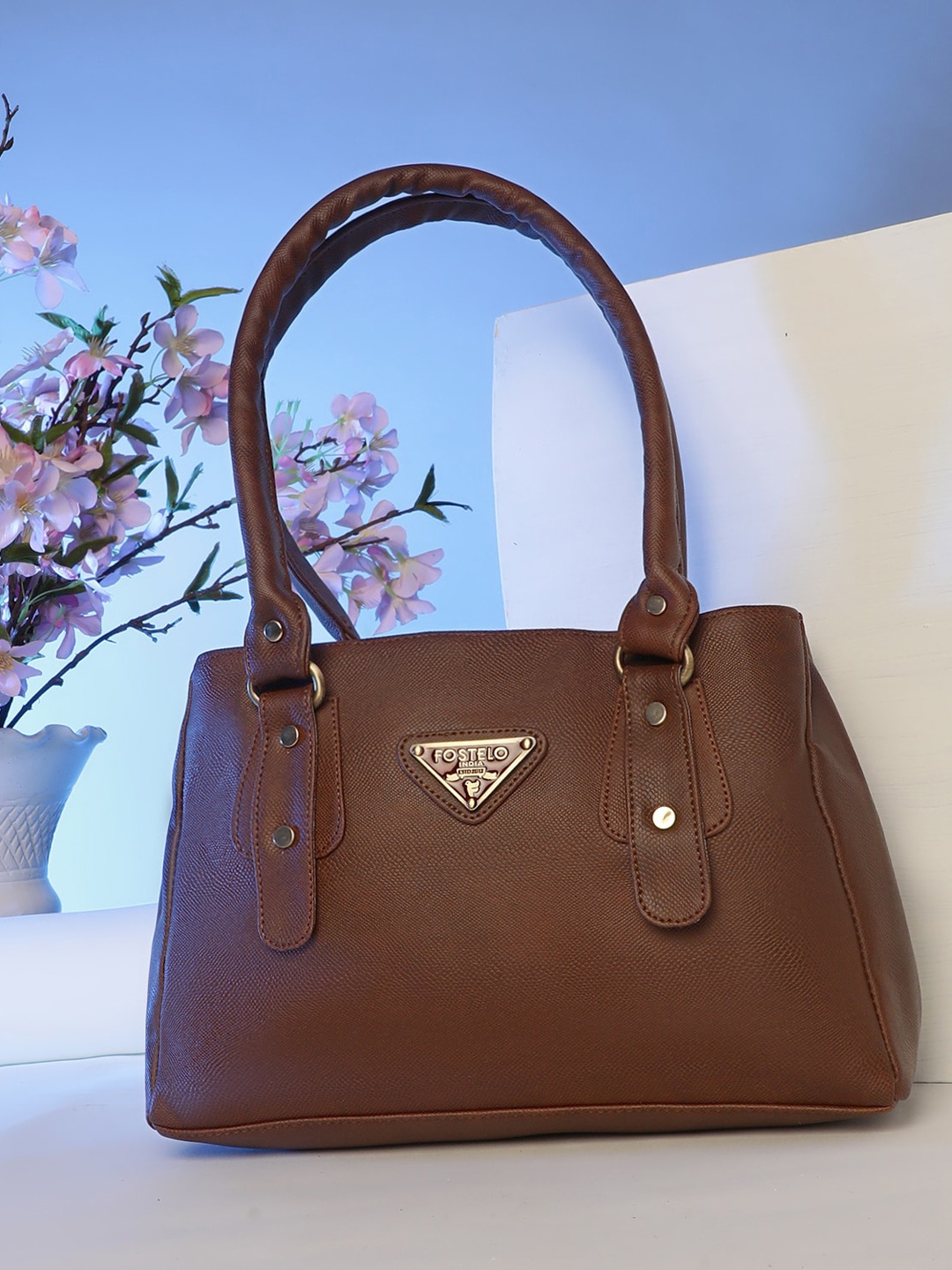 

Fostelo Brown Solid PU Swagger Shoulder Bag