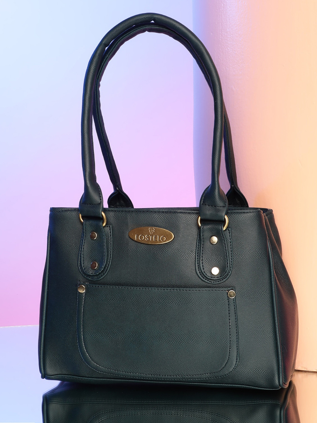 

Fostelo Blue PU Structured Casual Shoulder Bag