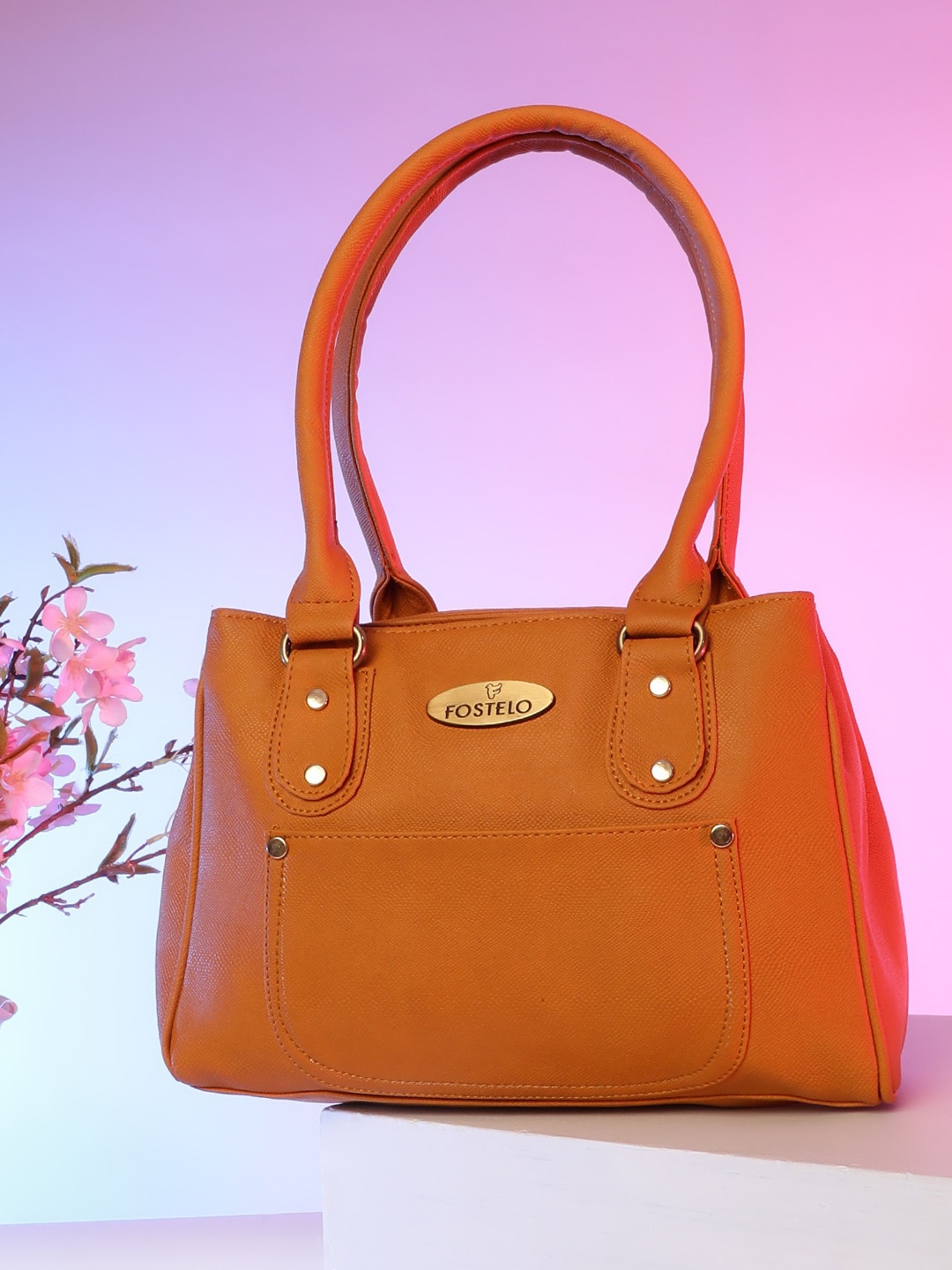 

Fostelo Orange PU Structured Shoulder Bag