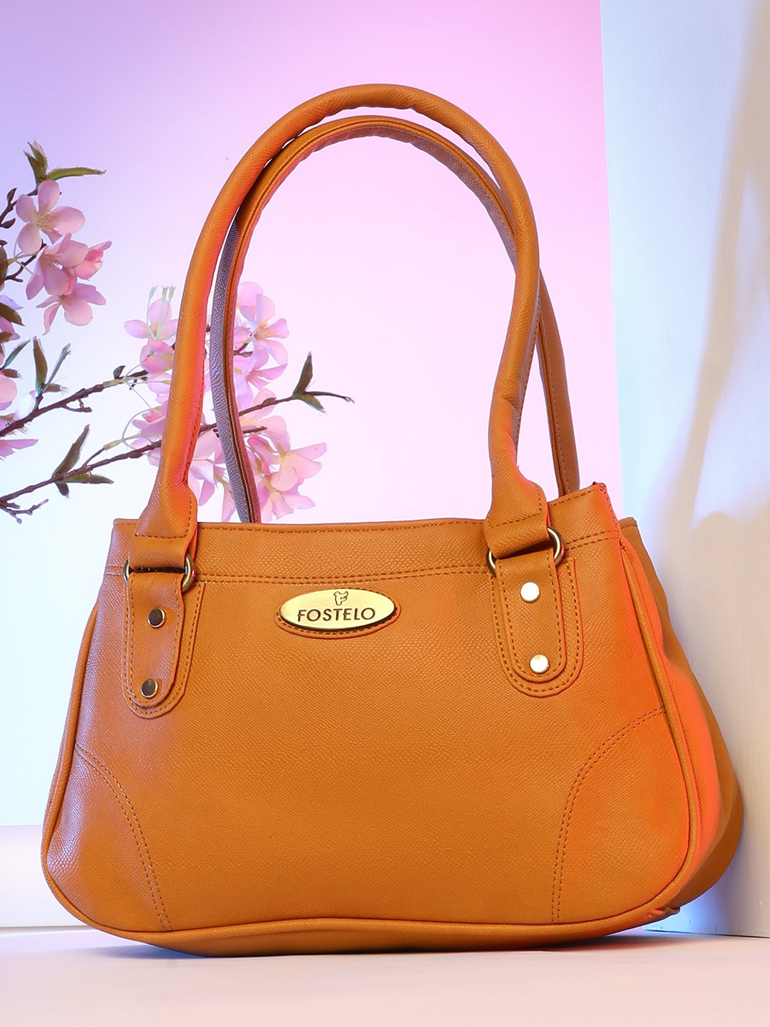 

Fostelo Orange PU Structured Shoulder Bag