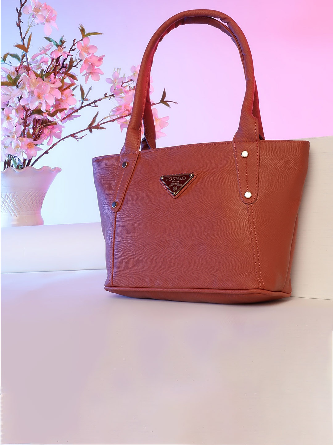 

Fostelo Rose Gold PU Structured Shoulder Bag