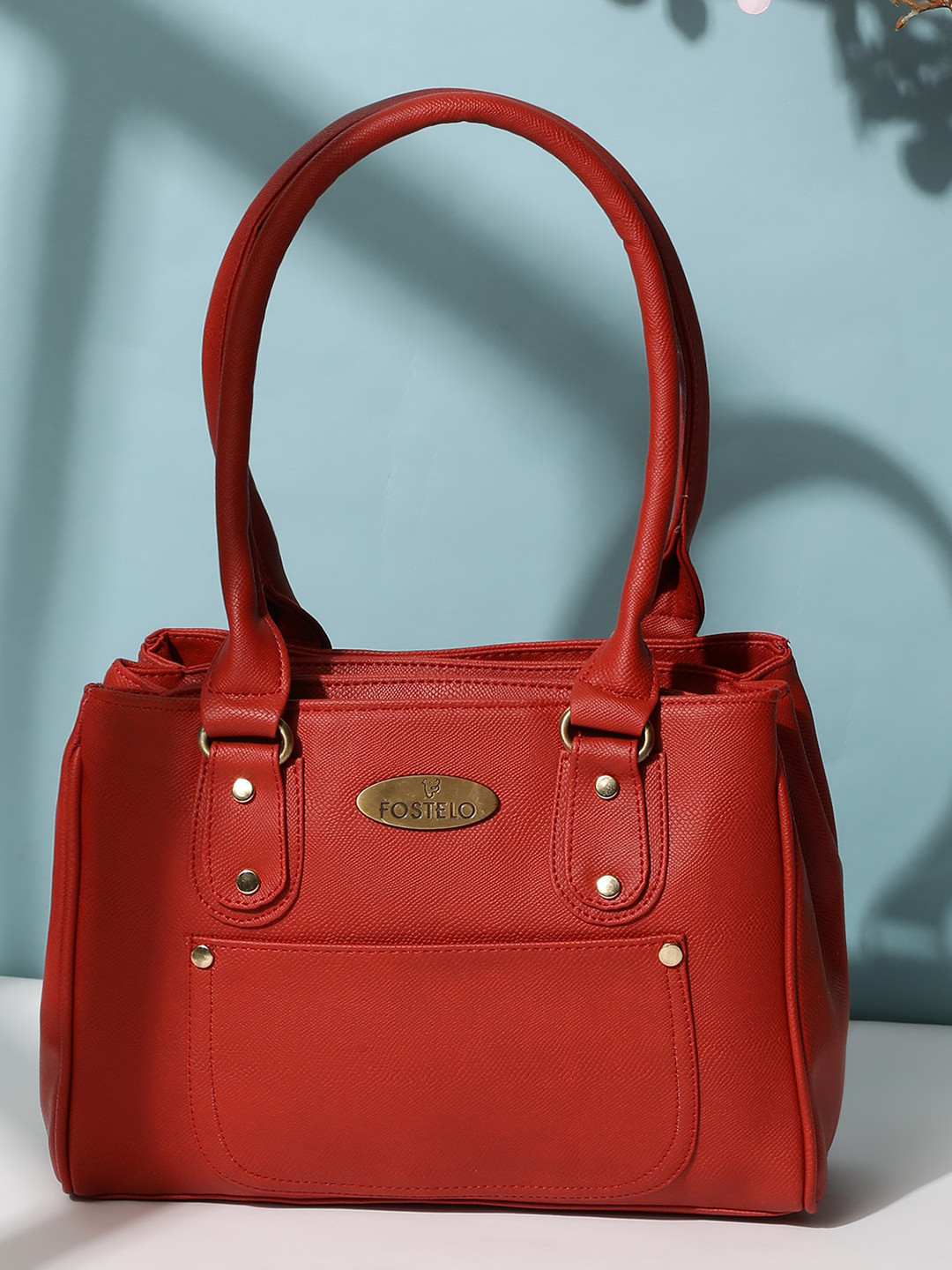 

Fostelo Red PU Structured Shoulder Bag