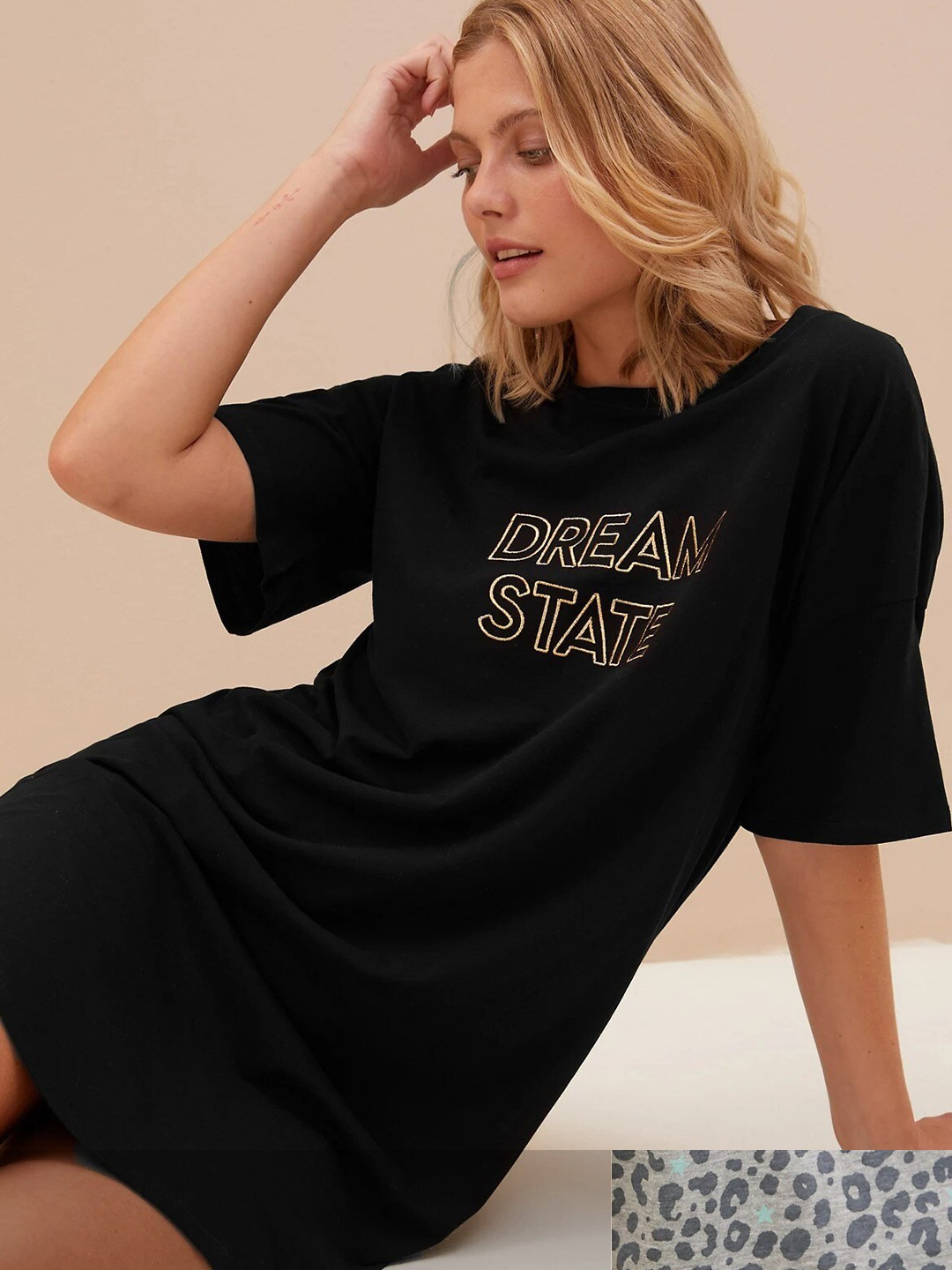 

Marks & Spencer Sea Green Printed T-shirt Nightdress