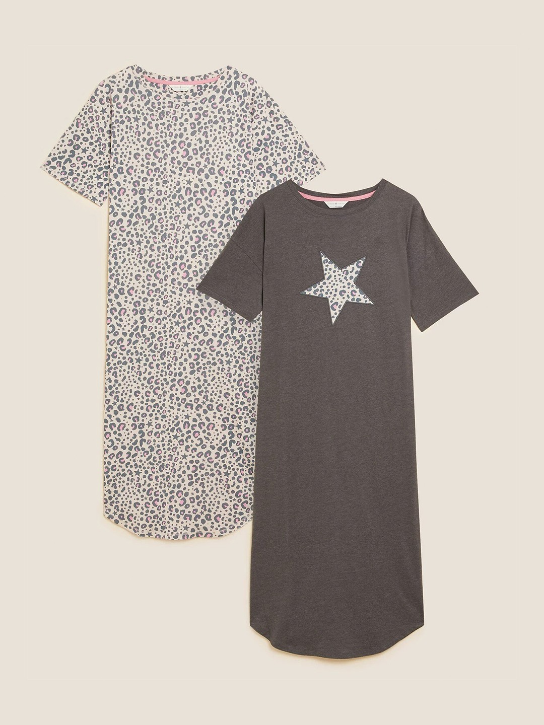 

Marks & Spencer Women Pack of 2 Printed Nightdress, Black