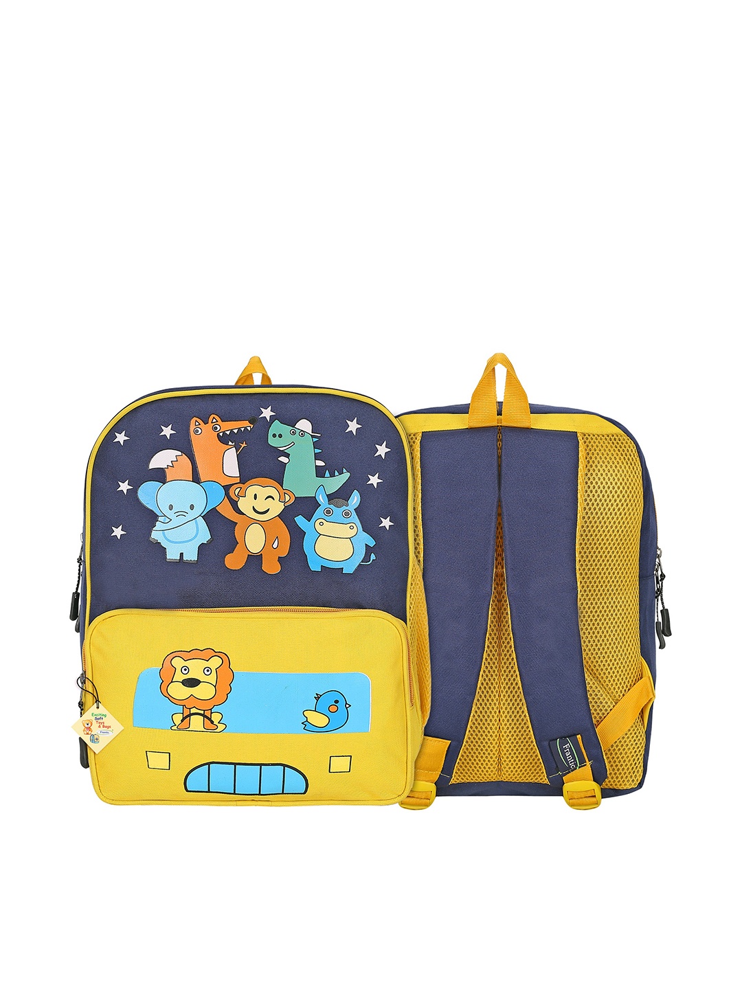 

Frantic Unisex Kids Yellow & Blue Graphic Printed Backpack