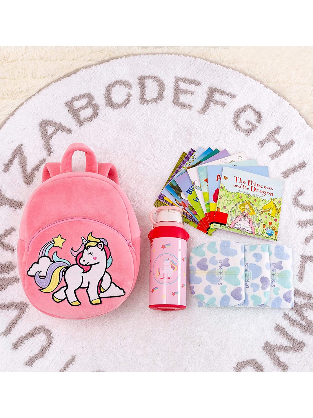 

Frantic Unisex Kids Pink & White Unicorn Printed Backpack