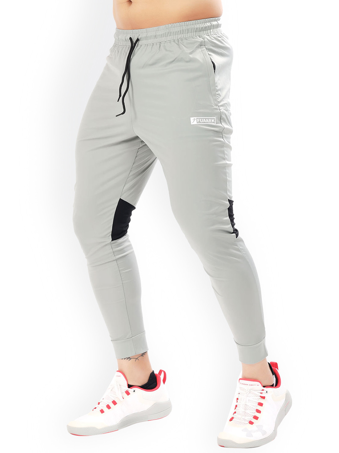 

FUAARK Men Grey Solid Anti- Odour Slim-Fit Drawstring Joggers