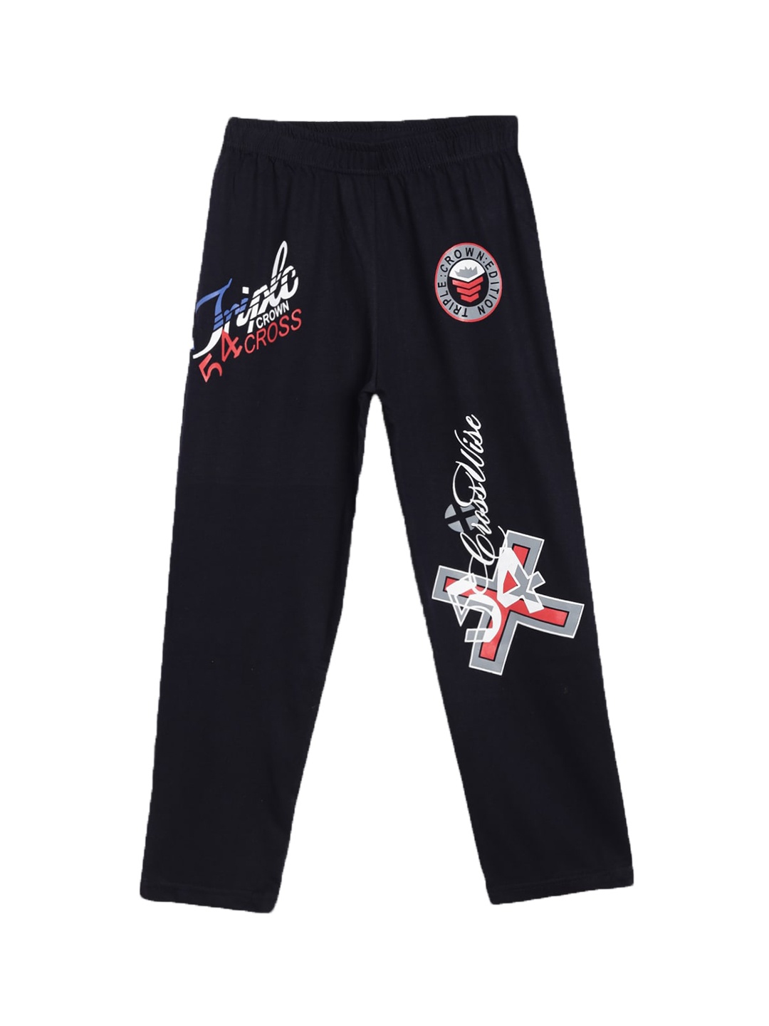 

SWEET ANGEL Boys Black Printed Cotton Track Pant