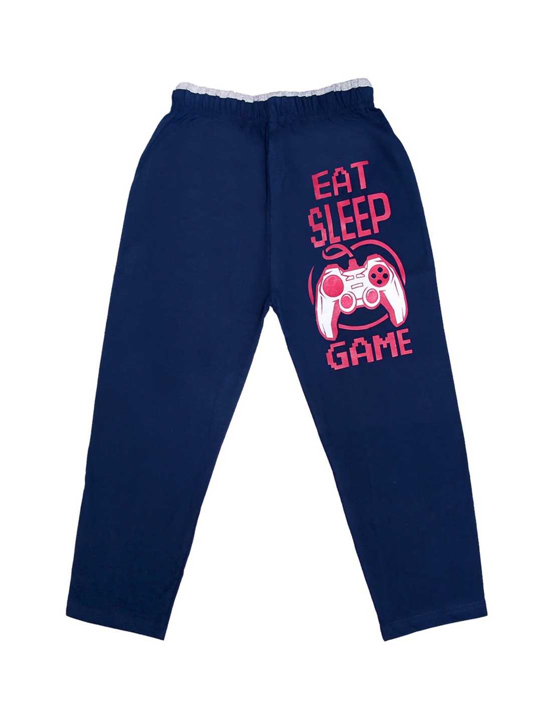 

SWEET ANGEL Boys Navy Blue Printed Pure Cotton Relaxed-Fit Track Pants