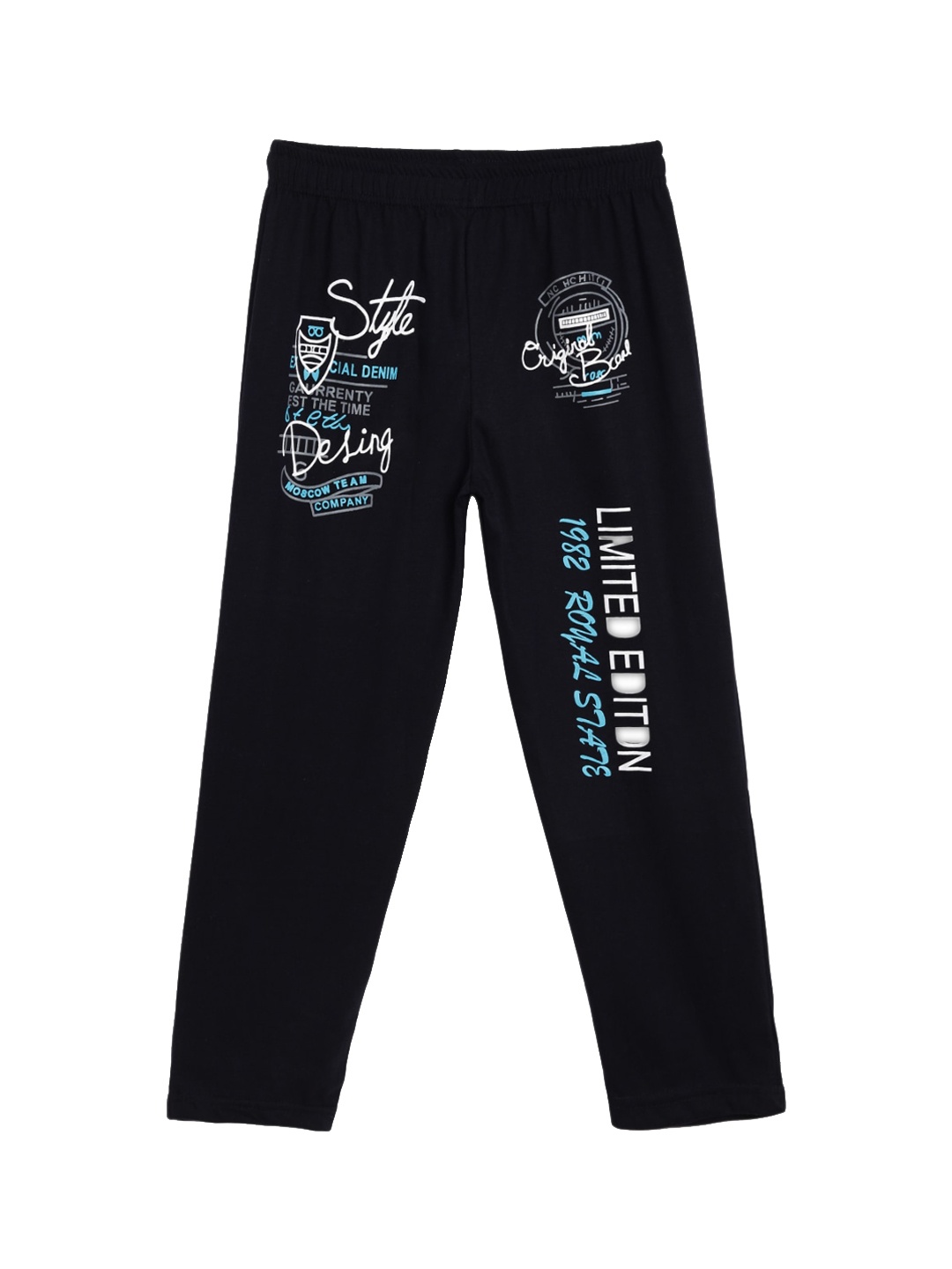 

SWEET ANGEL Boys Black & White Printed Typography Pure Cotton Relaxed-Fit Track Pant