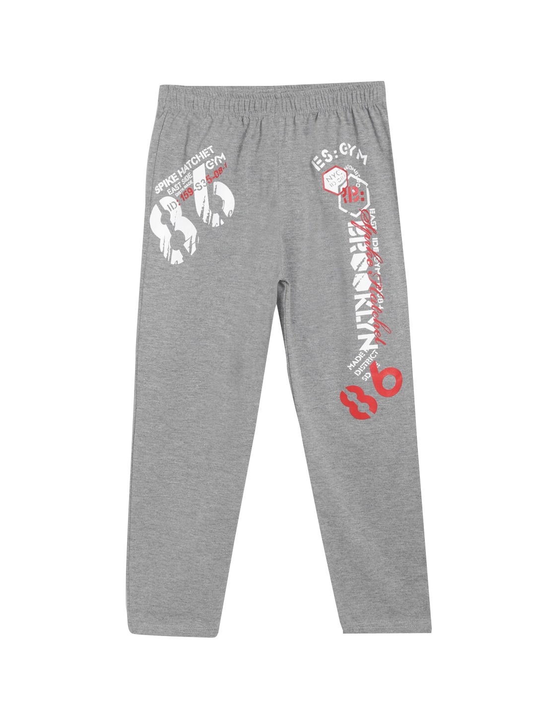 

SWEET ANGEL Boys Grey Melange Printed Cotton Track Pants