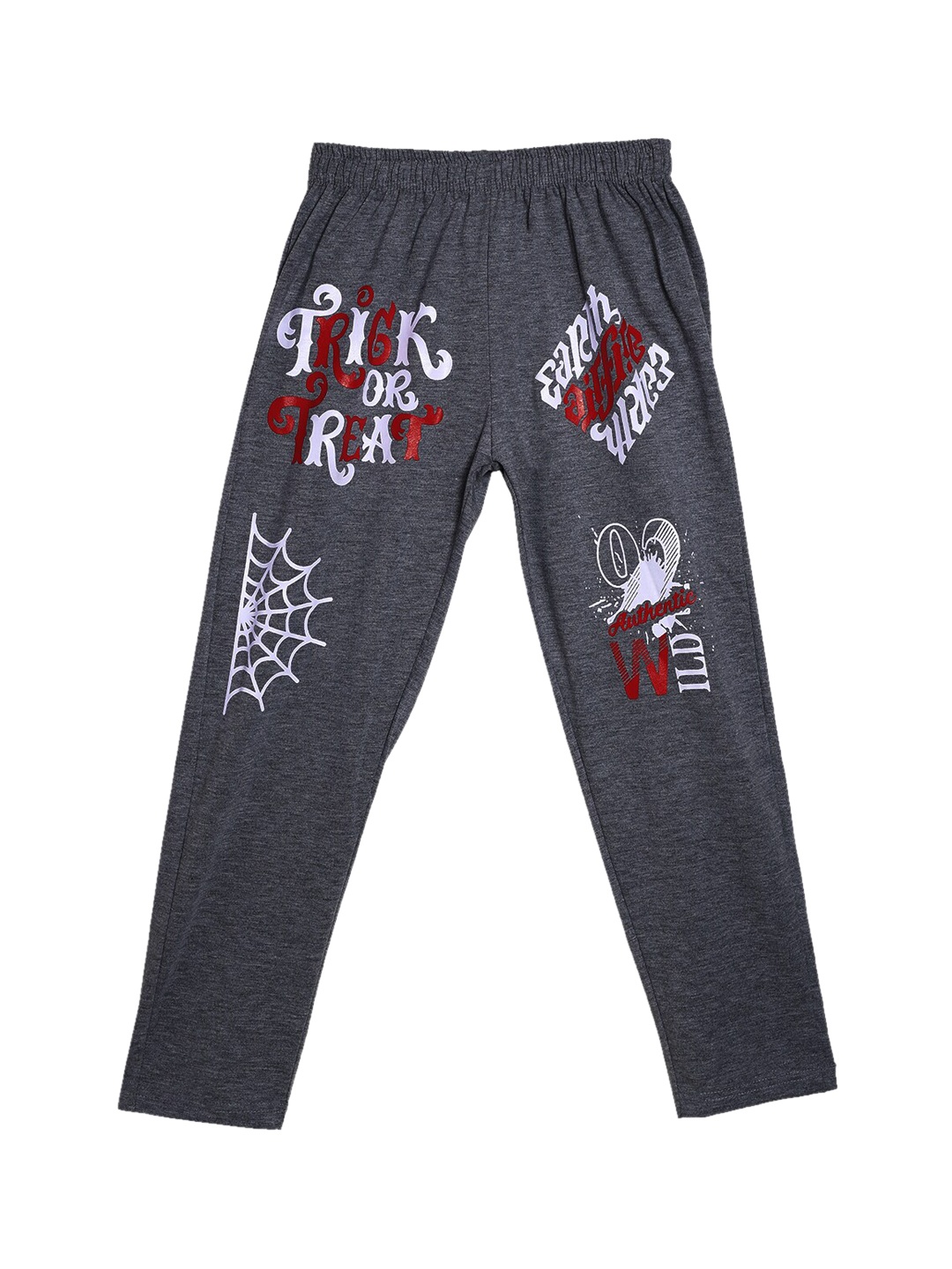 

SWEET ANGEL Boys Charcoal Printed Pure Cotton Relaxed-Fit Track Pants