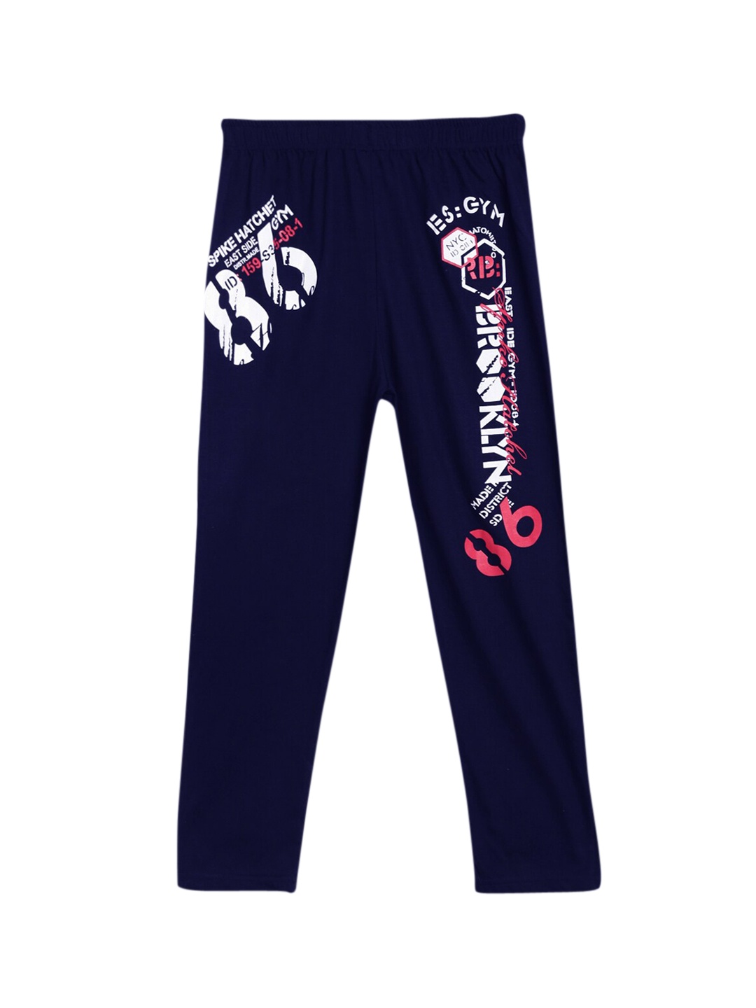 

SWEET ANGEL Boys Navy Blue Typography Printed Pure Cotton Relaxed-Fit Track Pants