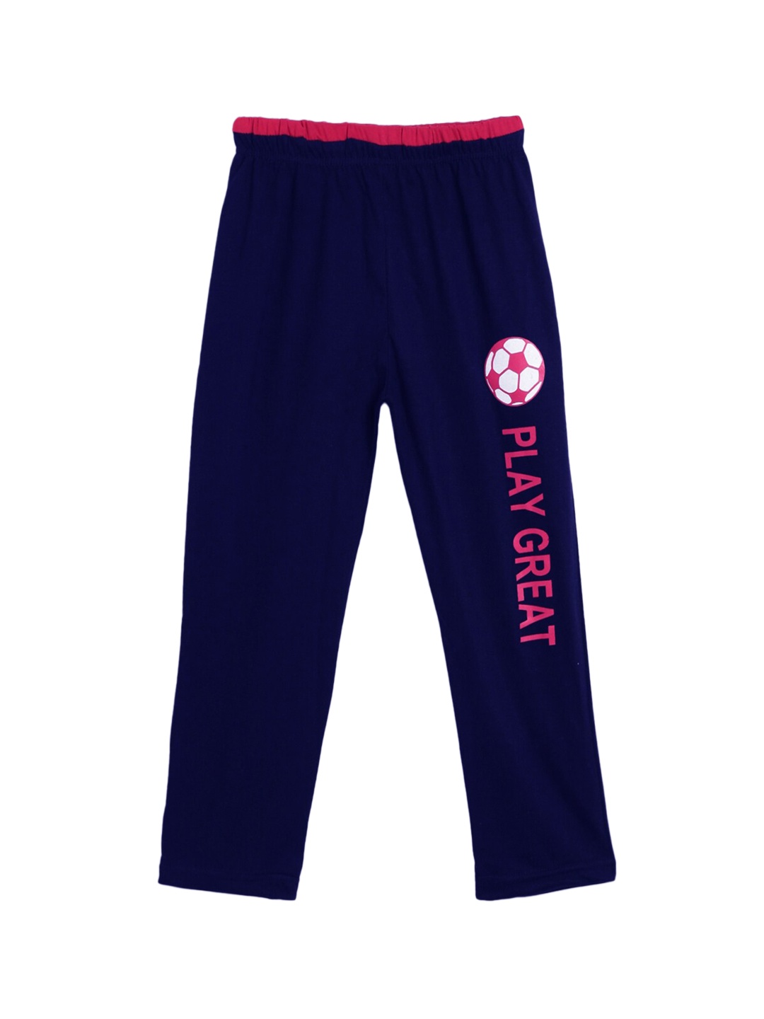 

SWEET ANGEL Boys Navy Blue & Pink Printed Relaxed-Fit Pure Cotton Track Pants