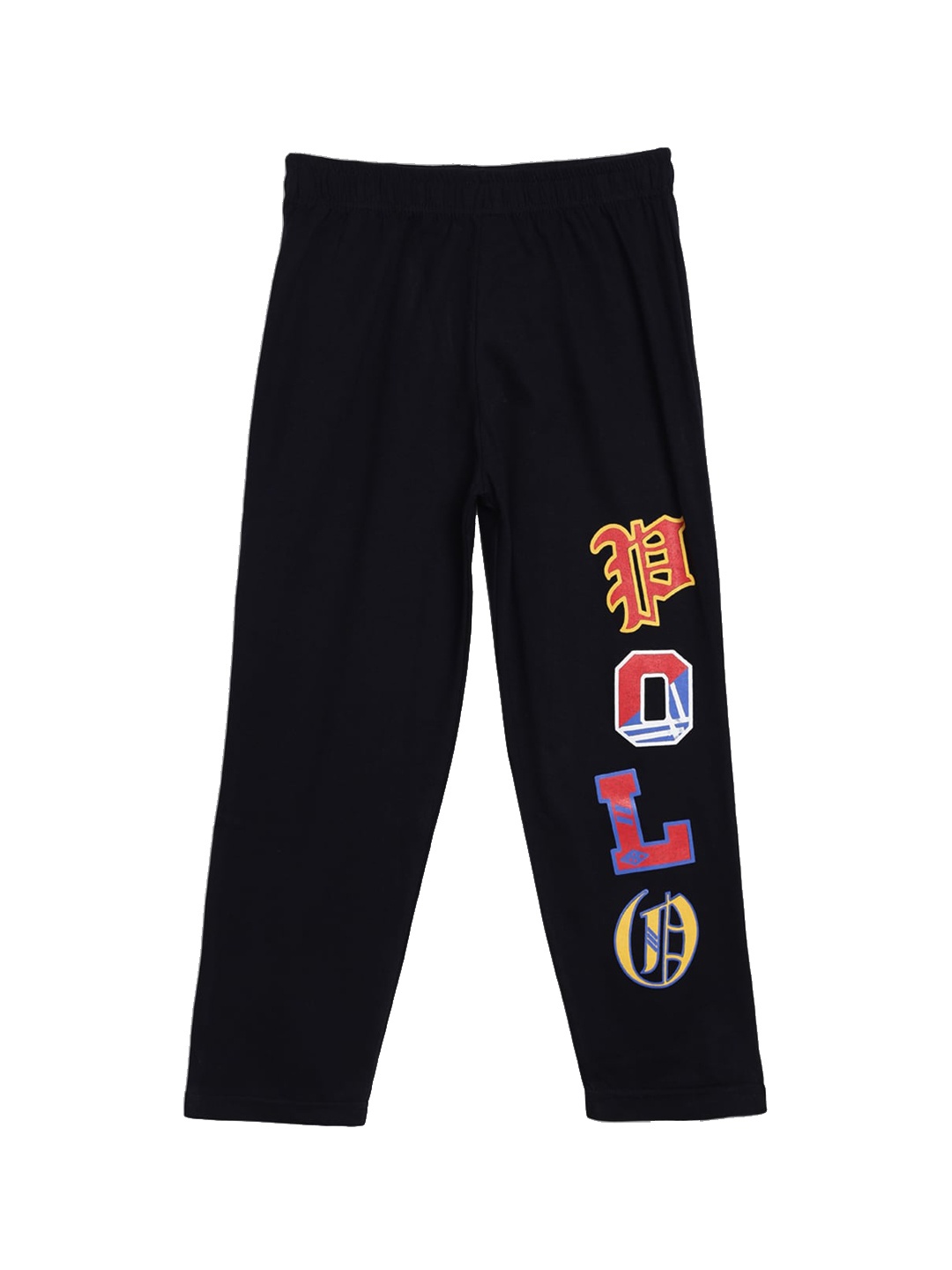 

SWEET ANGEL Boys Black Printed Pure Cotton Relaxed-Fit Track Pants
