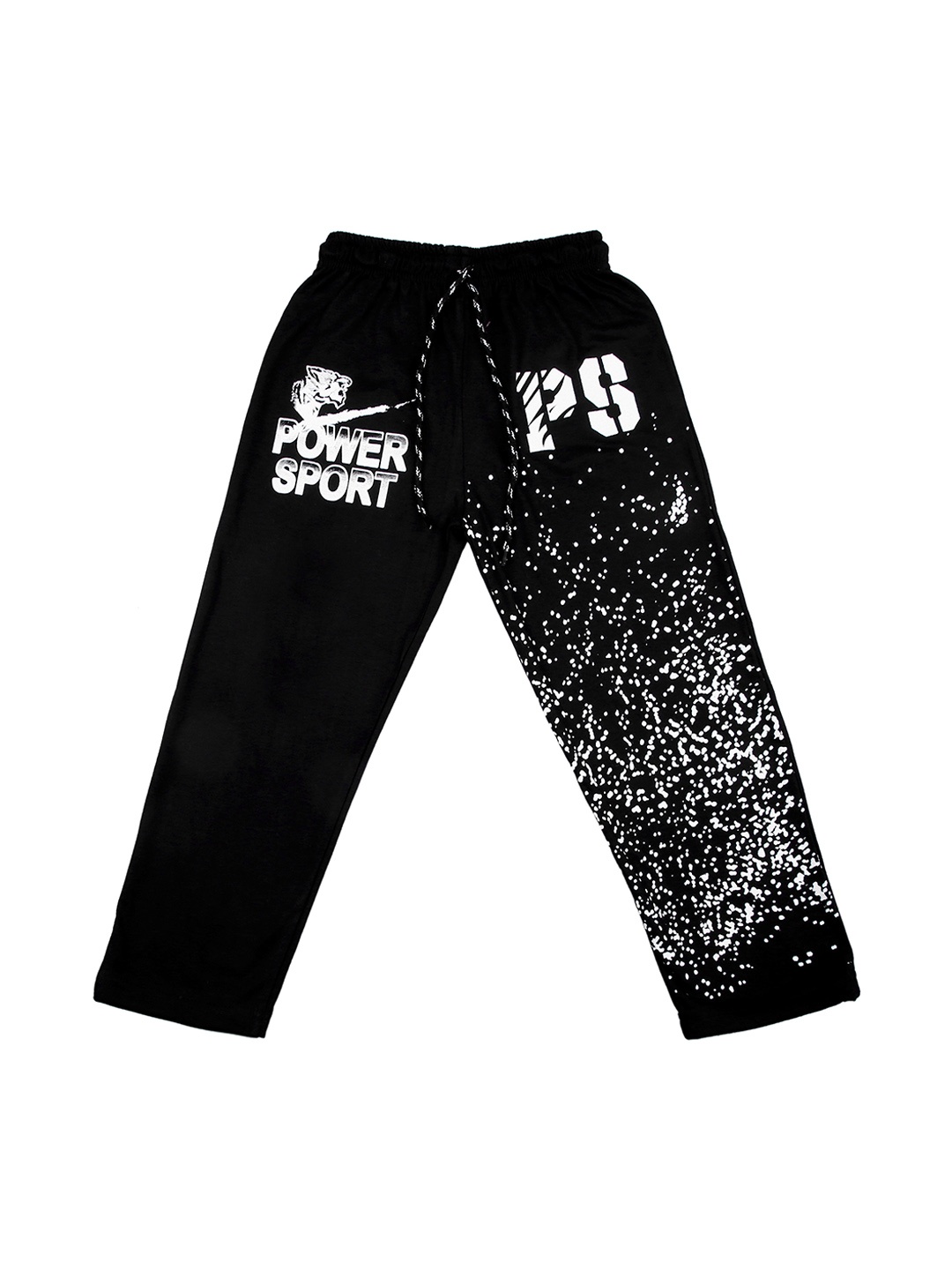 

SWEET ANGEL Boys Black Printed Cotton Relaxed Fit Track Pants