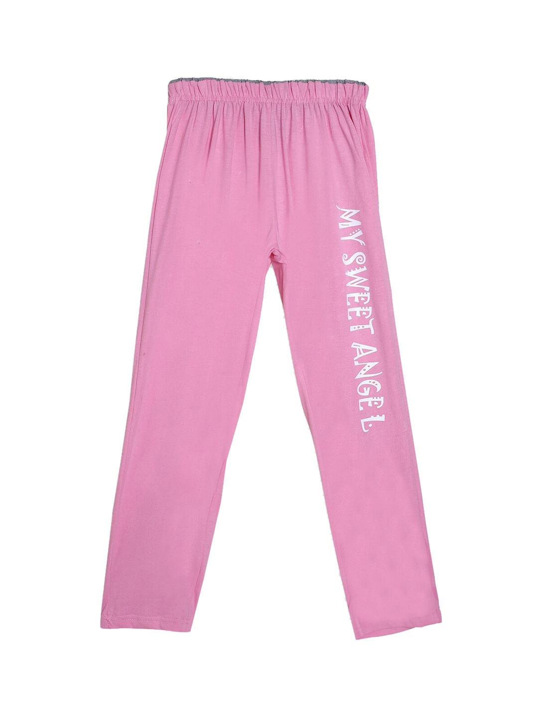 

SWEET ANGEL Boys Pink Typography Printed Pure Cotton Relaxed-Fit Track Pants