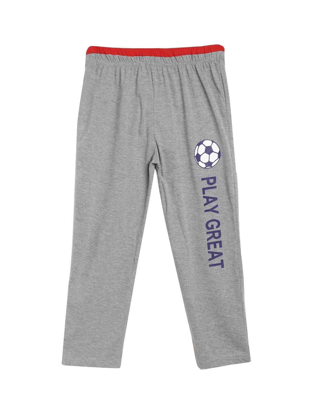 

SWEET ANGEL Boys Grey Melange Printed Pure Cotton Relaxed-Fit Track Pants
