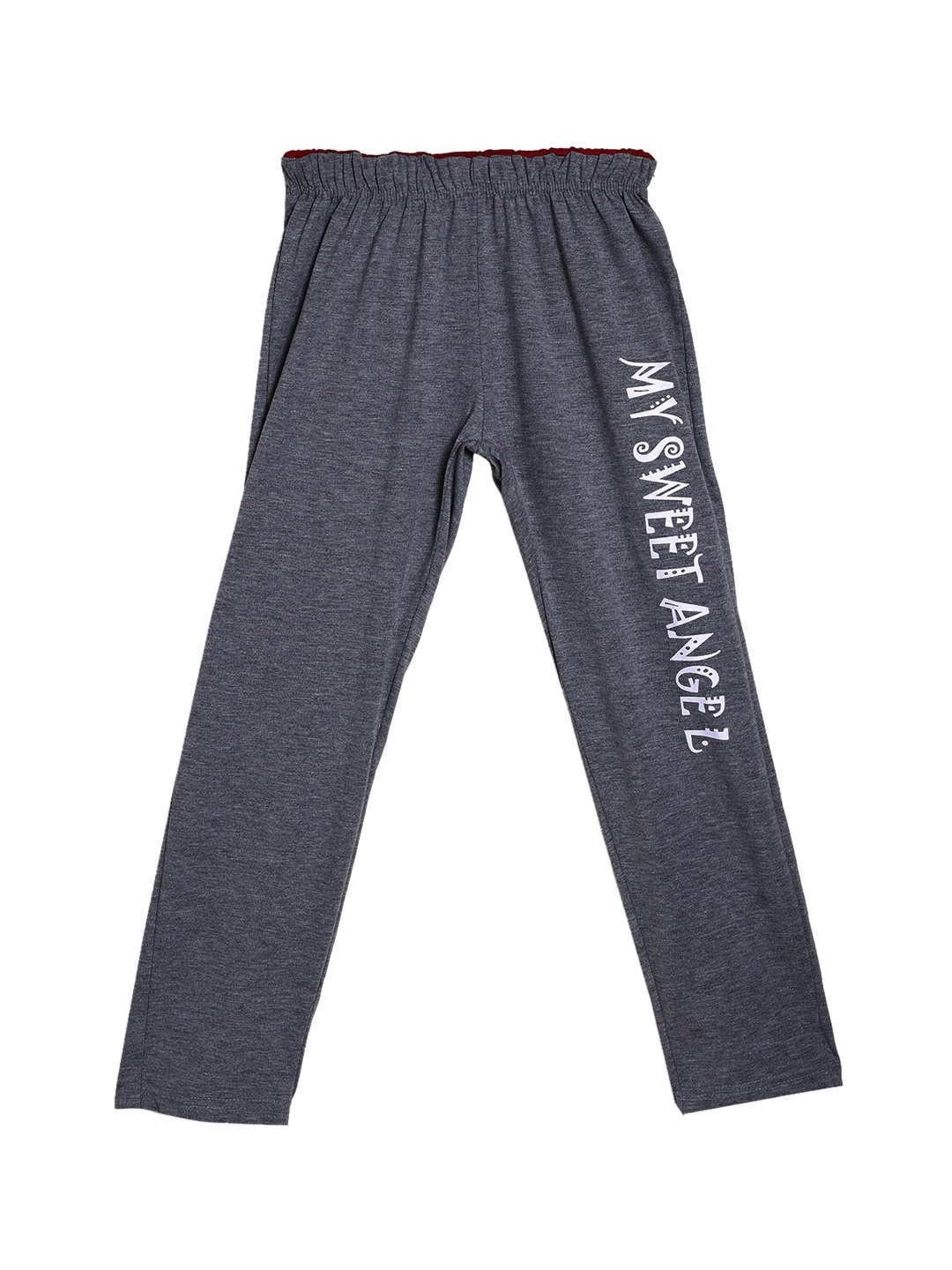 

SWEET ANGEL Boys Charcoal Printed Relaxed-Fit Pure Cotton Track Pants