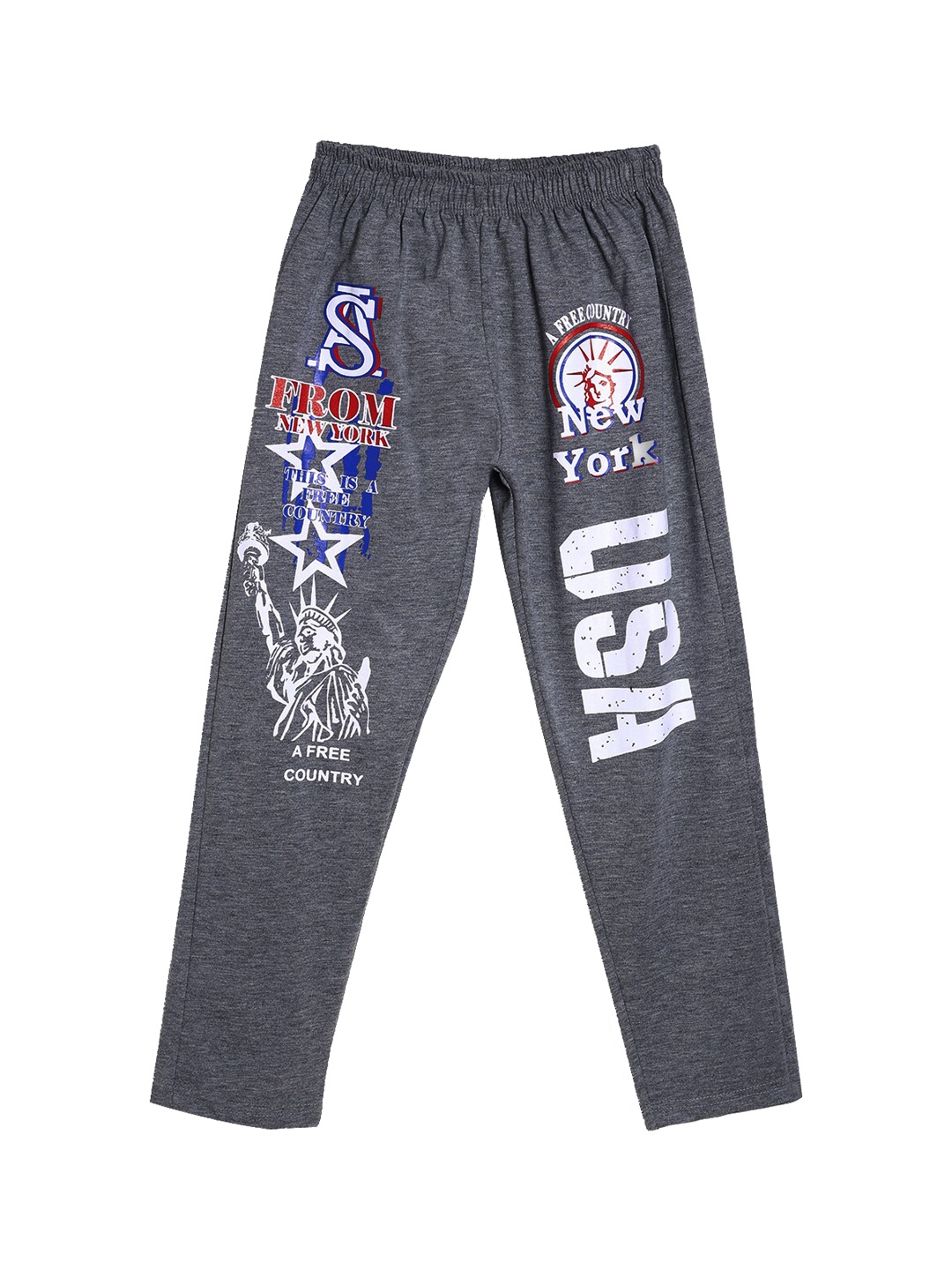 

SWEET ANGEL Boys Charcoal Printed Pure Cotton Relaxed-Fit Track Pants