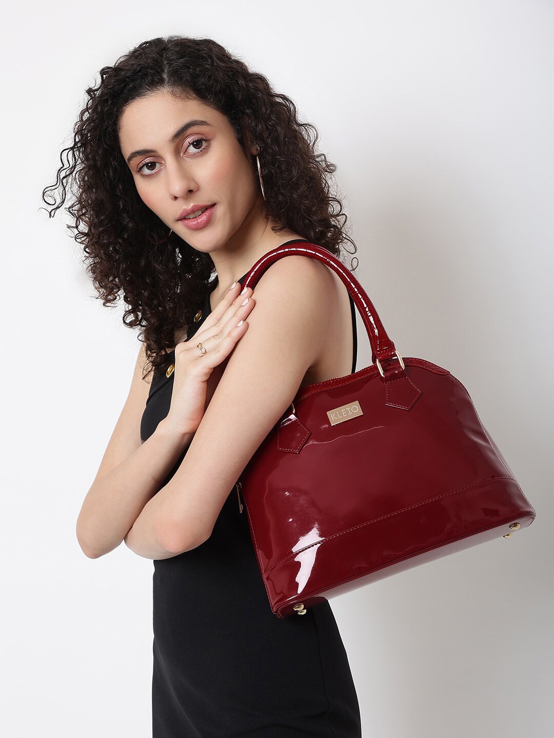 

KLEIO PU Leather Satchel Handbag, Maroon