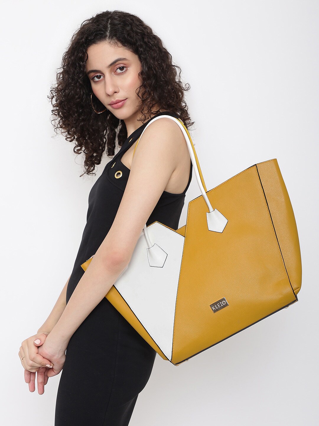

KLEIO Women Colourblocked Shoulder Bag, Mustard