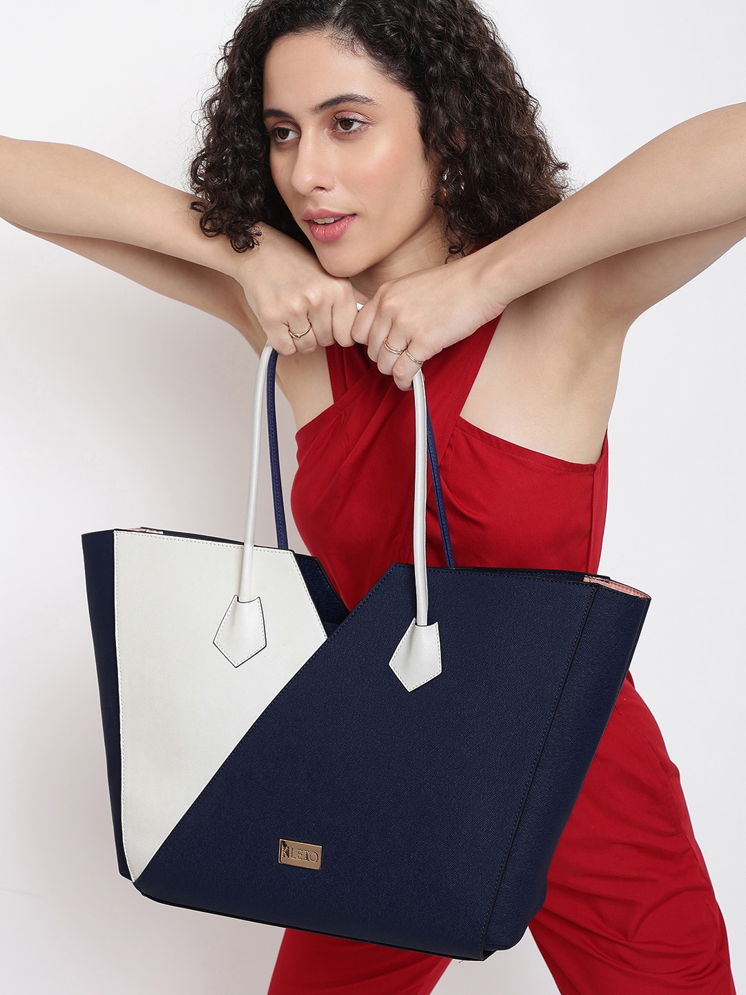 

KLEIO Colorblocked Shoulder Tote Bag, Blue