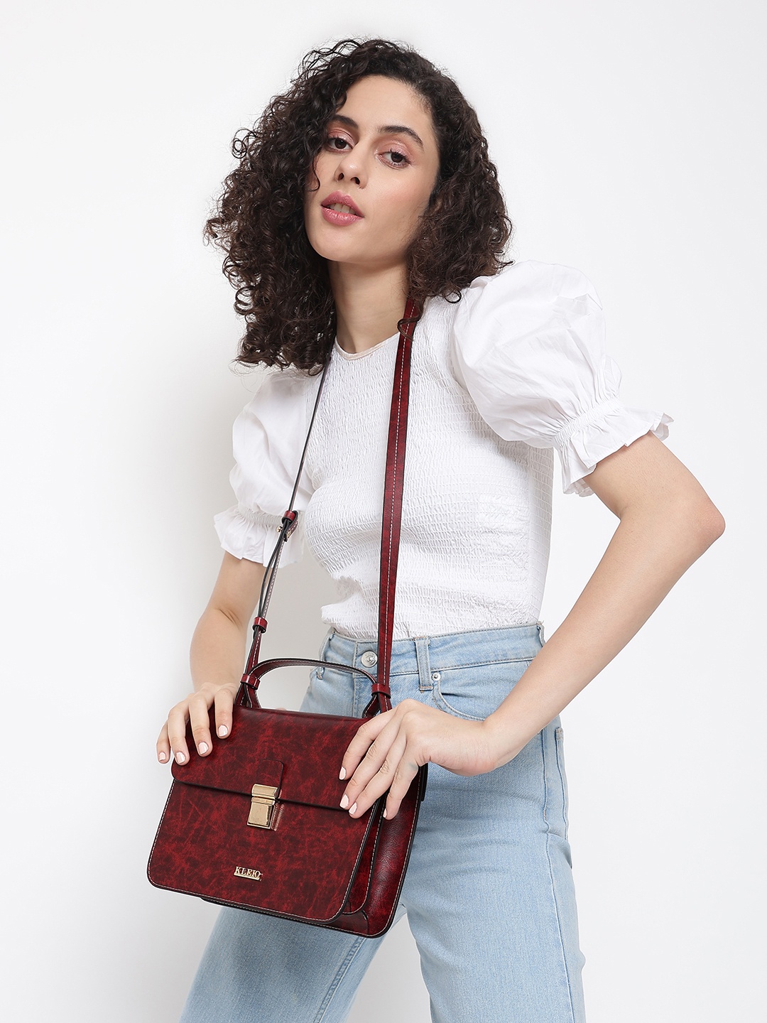 

KLEIO Vegan Sling Handheld Bag, Maroon