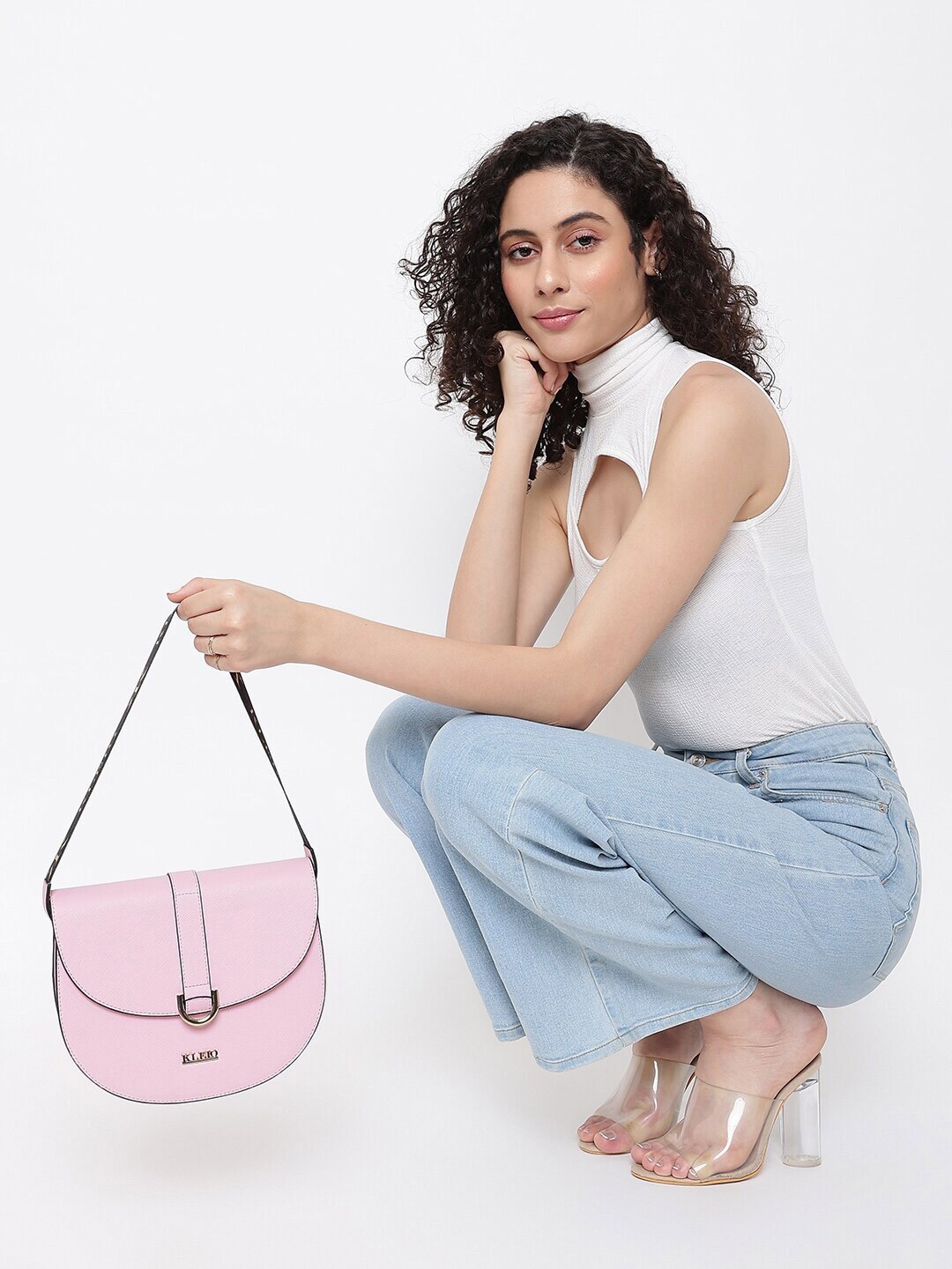 

KLEIO Women Half Moon Shoulder Bag, Pink