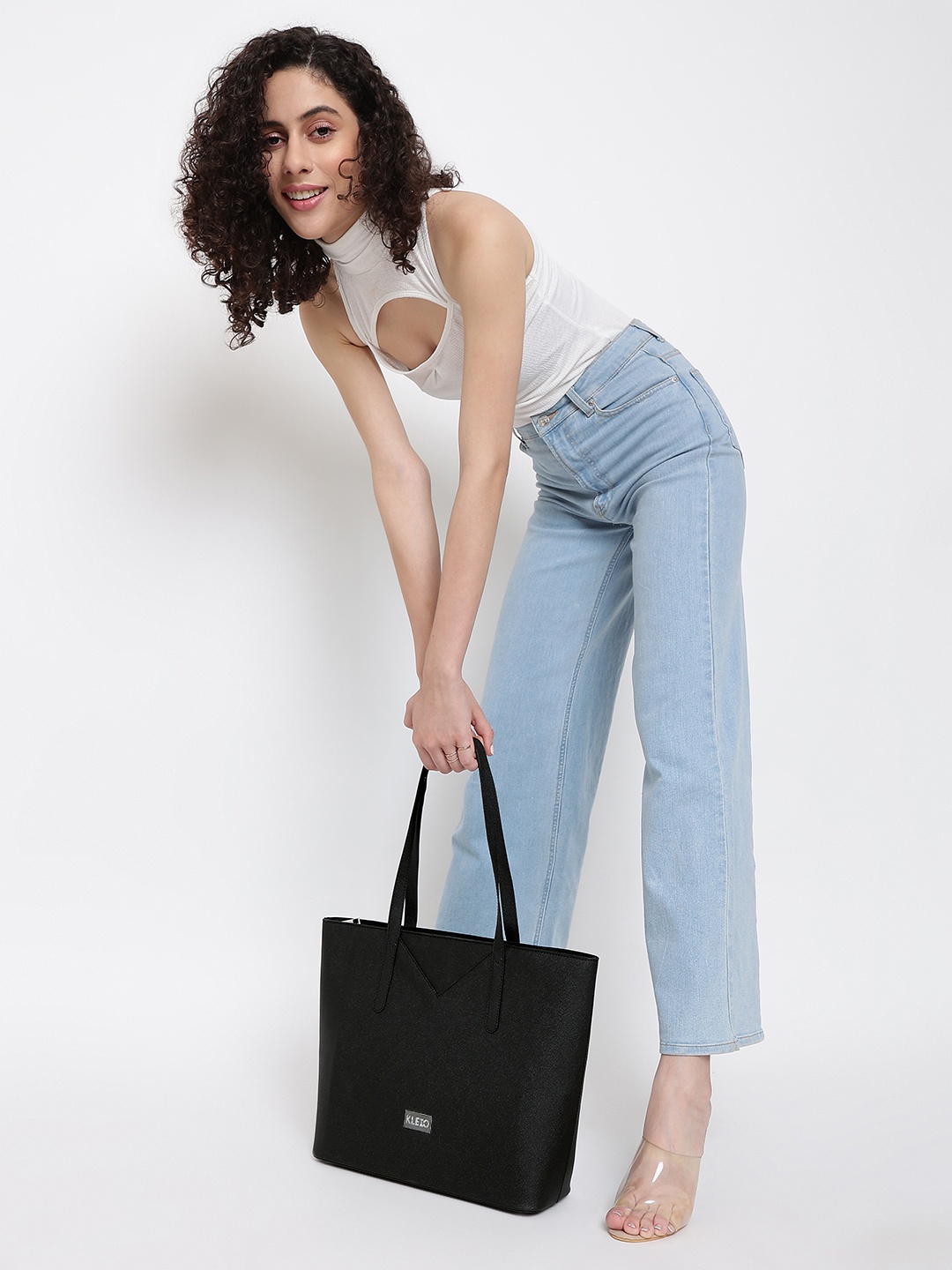 

KLEIO Vegan Tote Bag with Laptop Compartment, Black