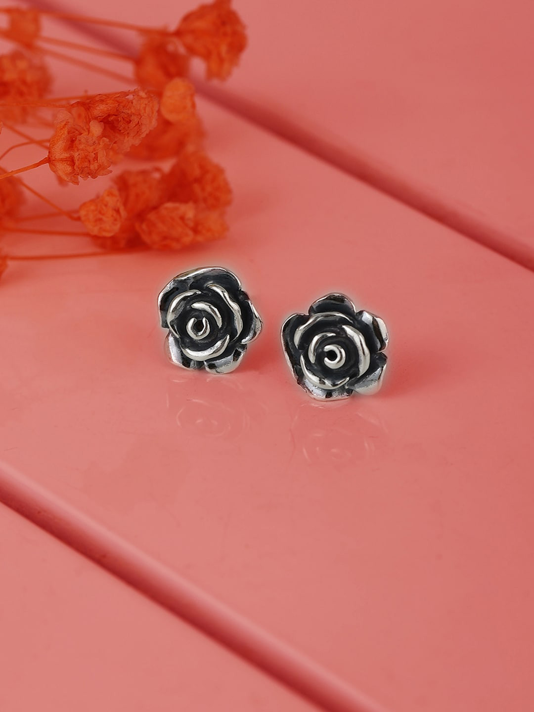 

VANBELLE Silver Toned 925 Sterling Silver Floral Studs